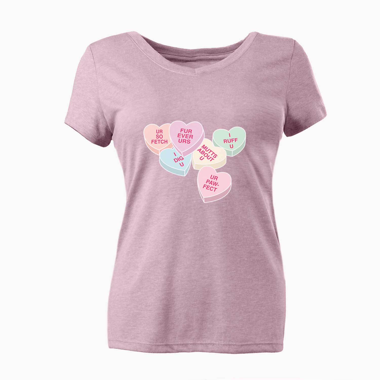 Dog Valentine Conversation Hearts  - Women's V-neck Shirt