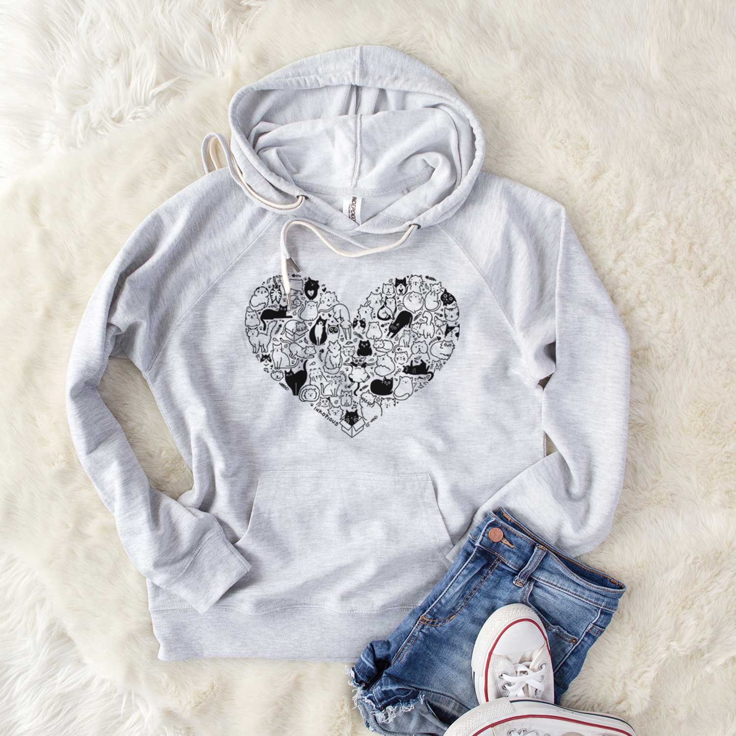 Heart Full of Cats - Unisex Loopback Terry Hoodie