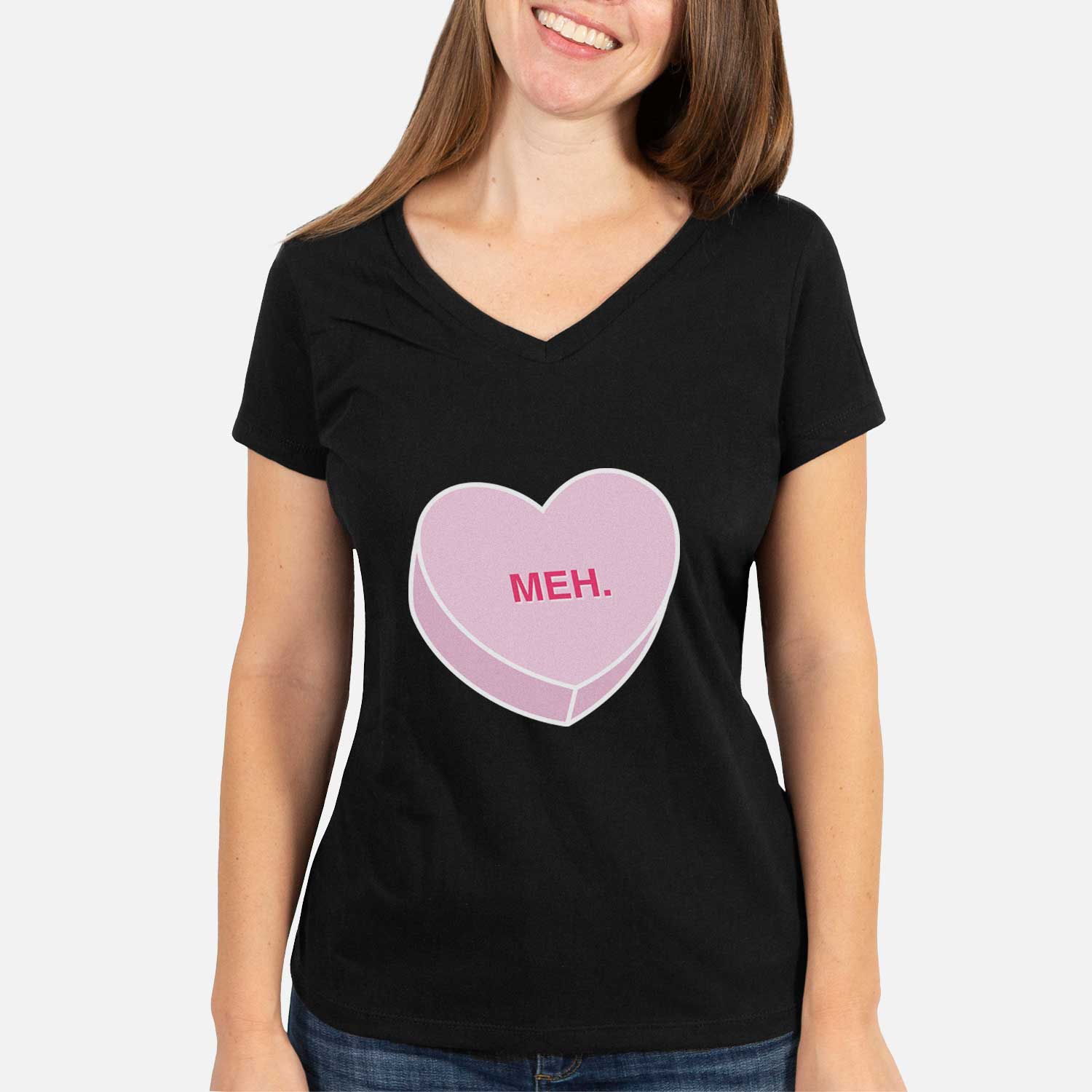 Meh Valentine Candy Heart  - Women's V-neck Shirt