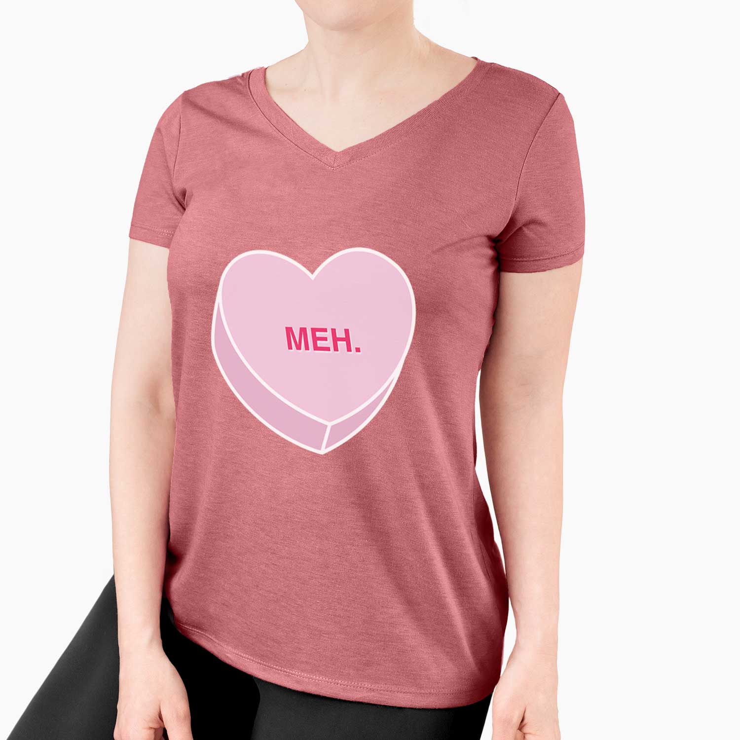 Meh Valentine Candy Heart  - Women's V-neck Shirt