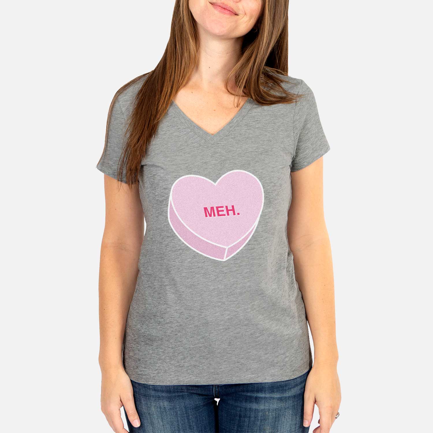 Meh Valentine Candy Heart  - Women's V-neck Shirt