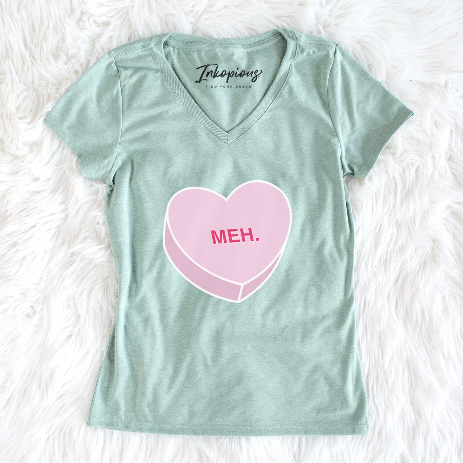 Meh Valentine Candy Heart  - Women's V-neck Shirt