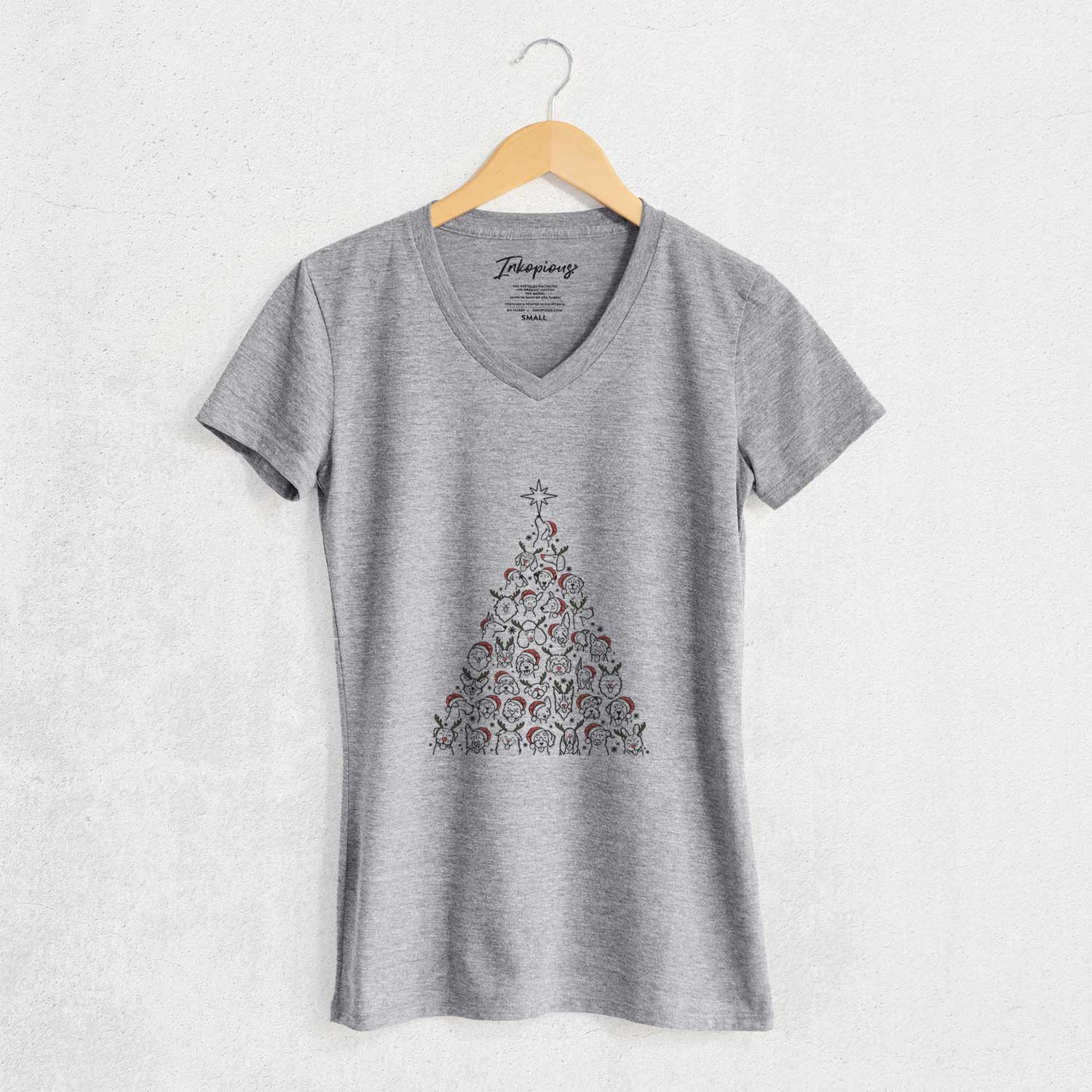 Christmas Tree of Dogs - Women's V-neck Shirt