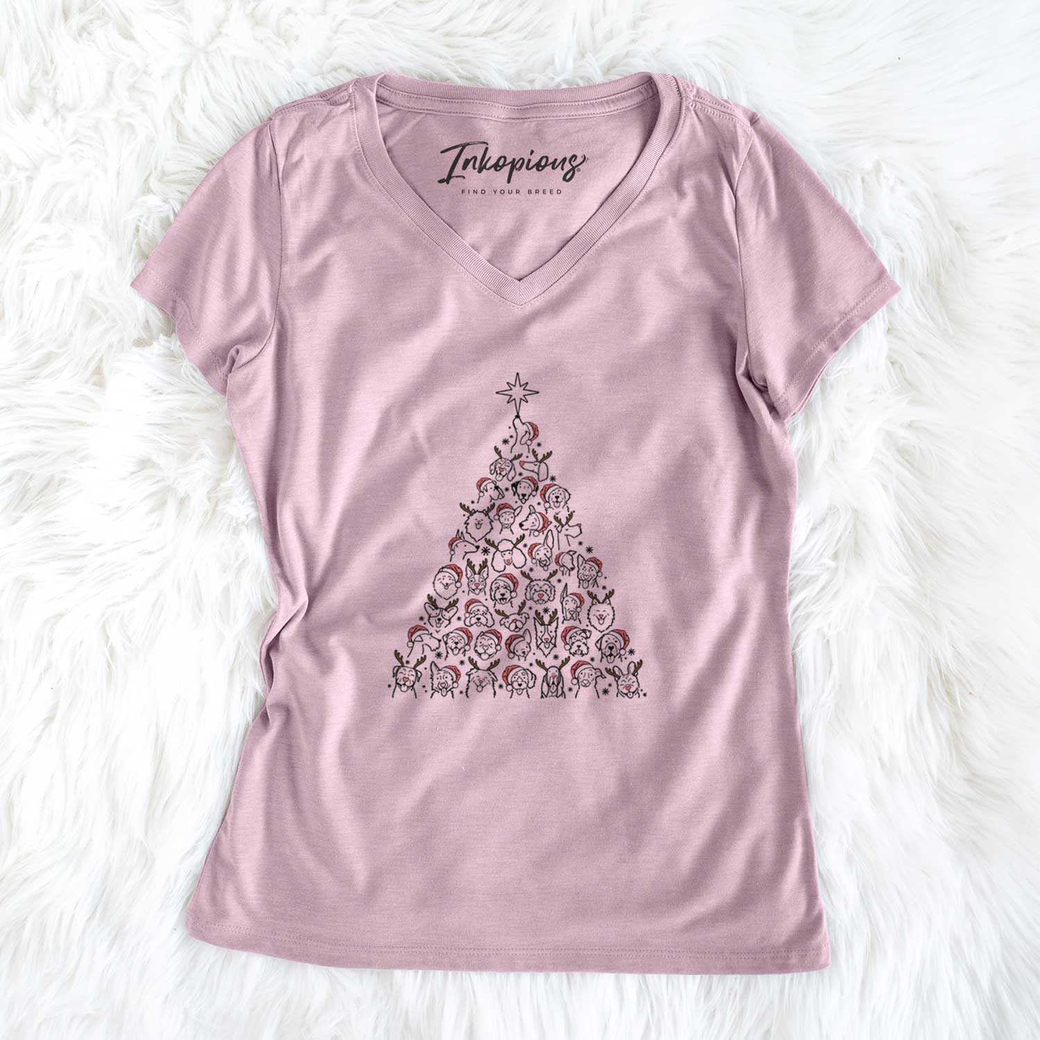 Christmas Tree of Dogs - Women's V-neck Shirt