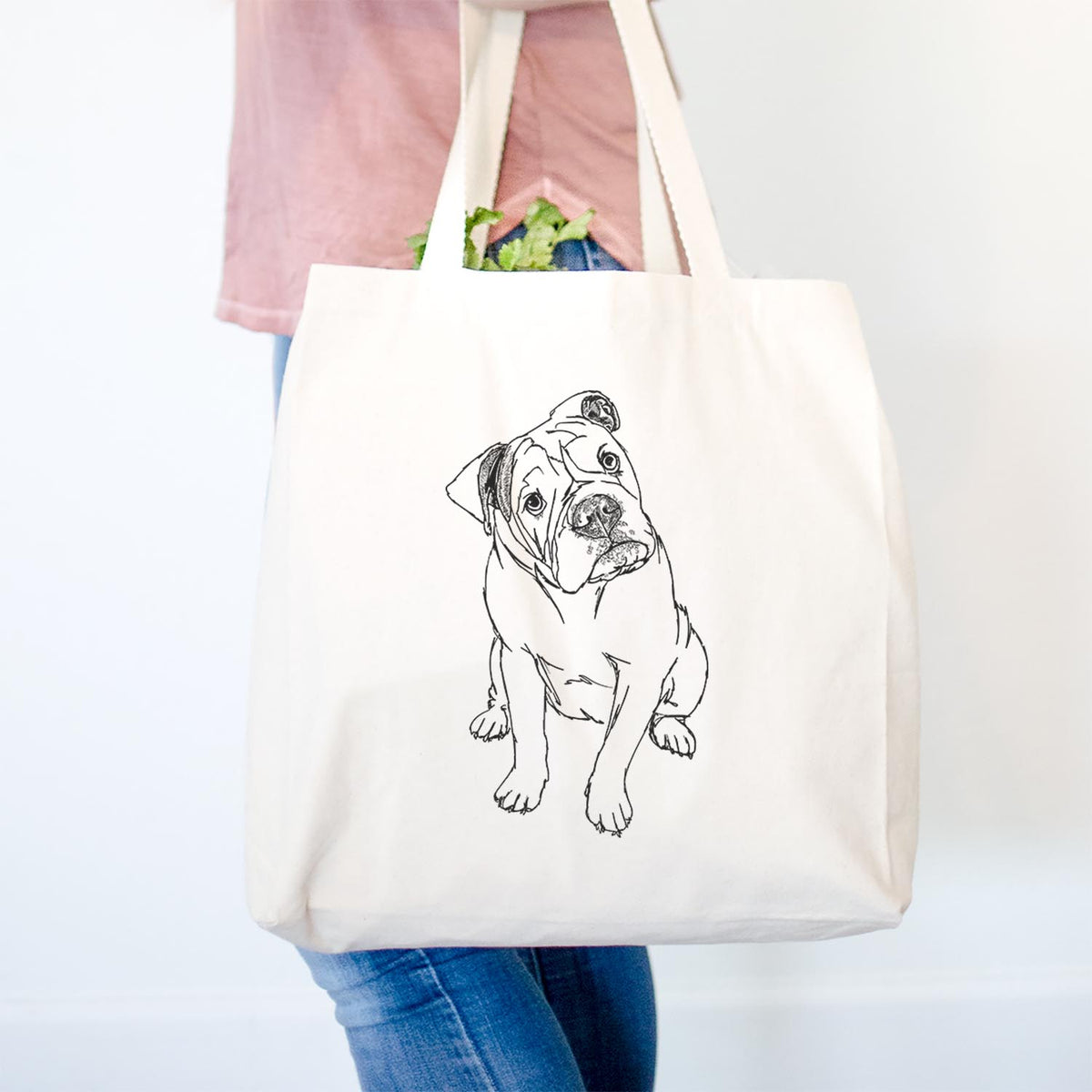 Doodled Archie the Olde English Bulldog - Tote Bag