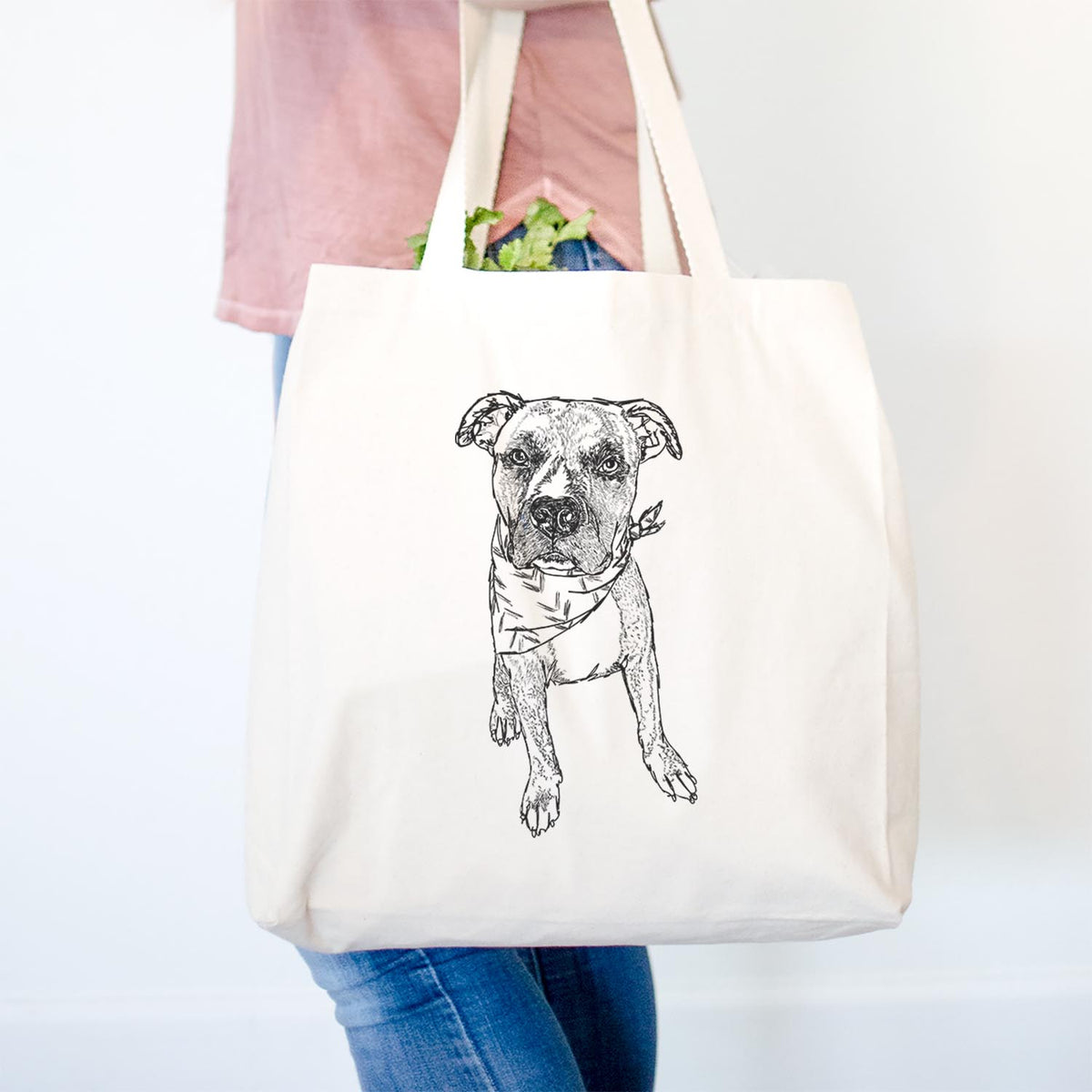 Doodled Benny the American Staffordshire Boxer Mix - Tote Bag