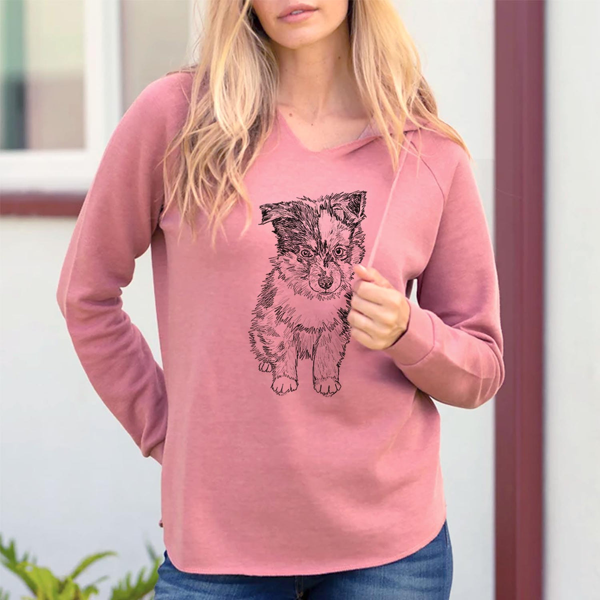 Doodled Bernie the Mini Aussie - Cali Wave Hooded Sweatshirt