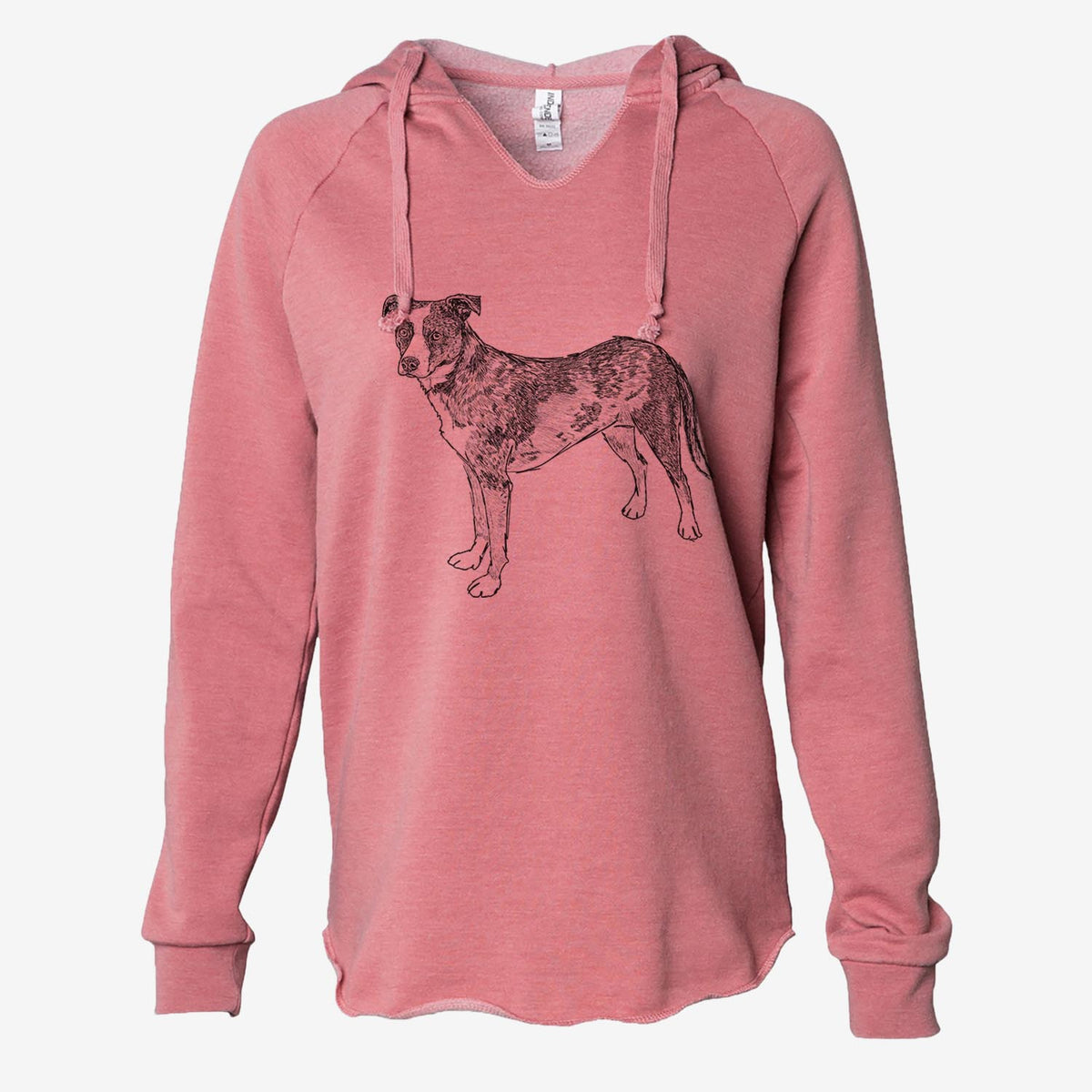 Doodled Carolina the Catahoula/Cattle Dog Mix - Cali Wave Hooded Sweatshirt