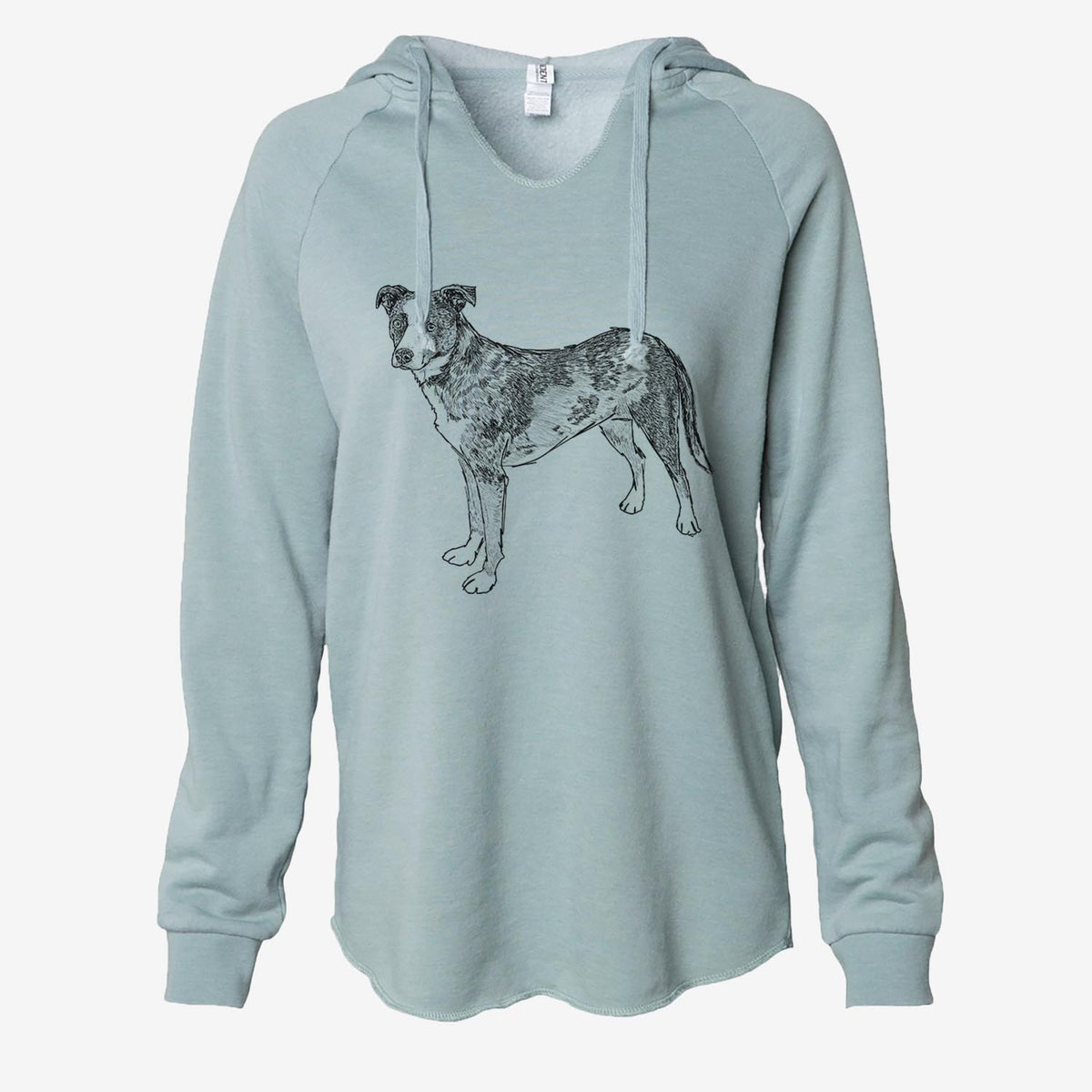 Doodled Carolina the Catahoula/Cattle Dog Mix - Cali Wave Hooded Sweatshirt