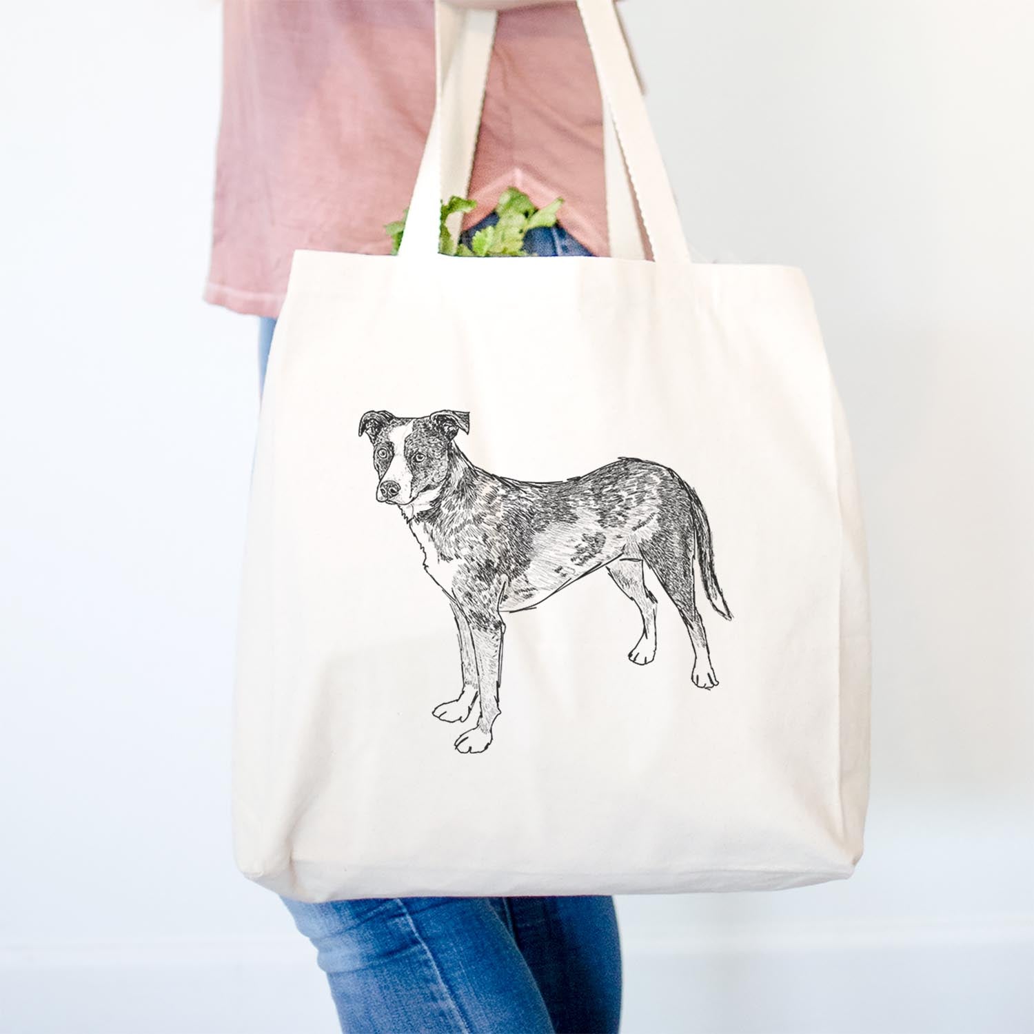 Doodled Carolina the Catahoula/Cattle Dog Mix - Tote Bag