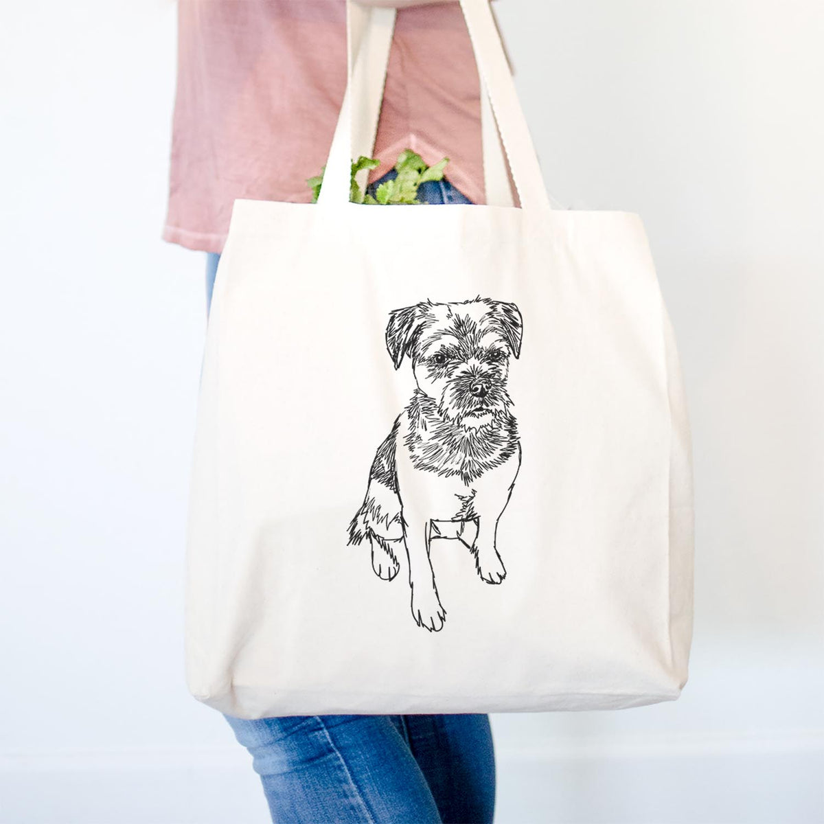 Doodled Cosmo the Border Terrier - Tote Bag