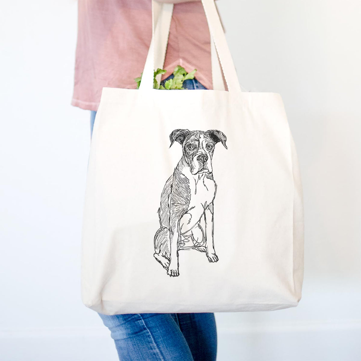 Doodled Dizzy the Boxer - Tote Bag