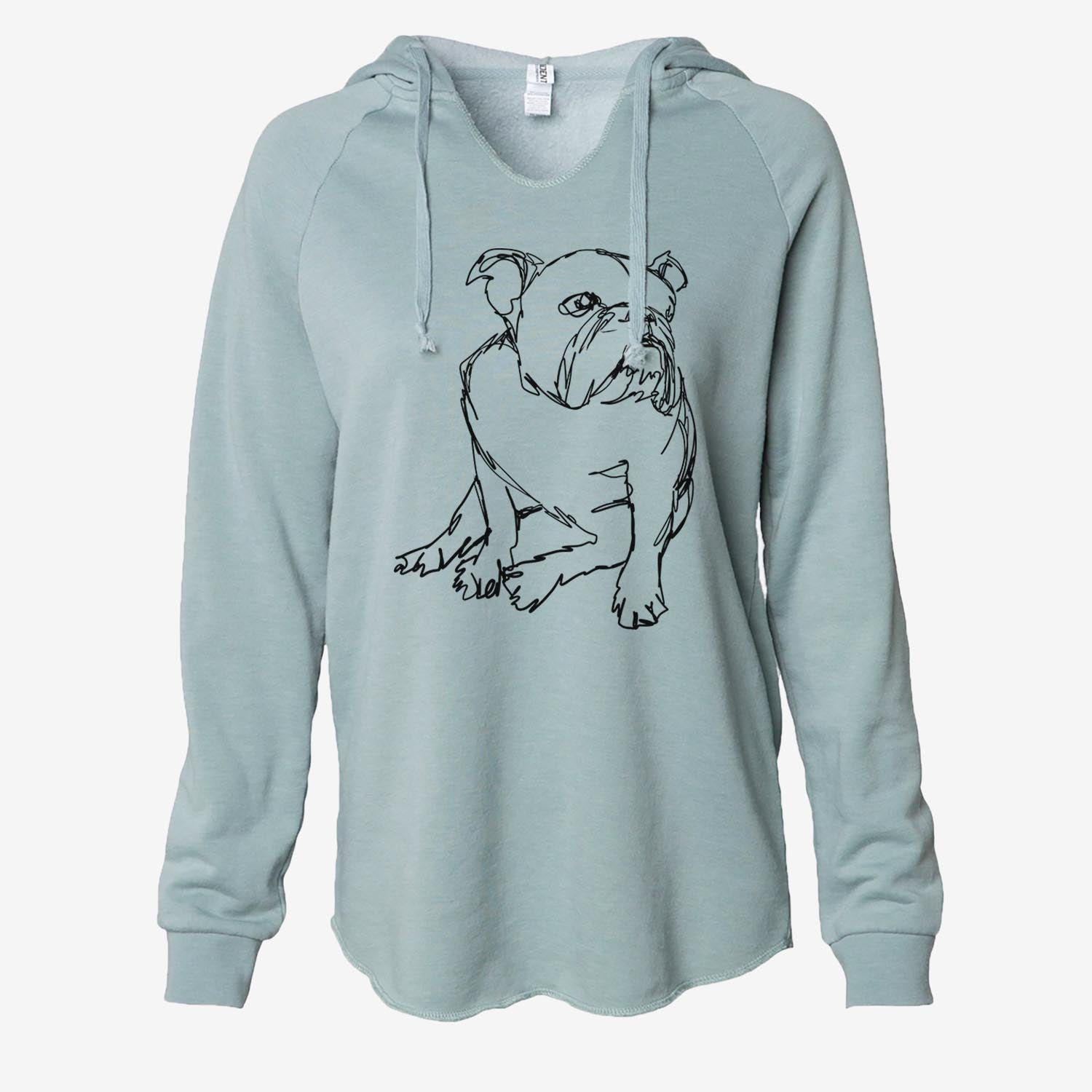 Doodled English Bulldog - Cali Wave Hooded Sweatshirt