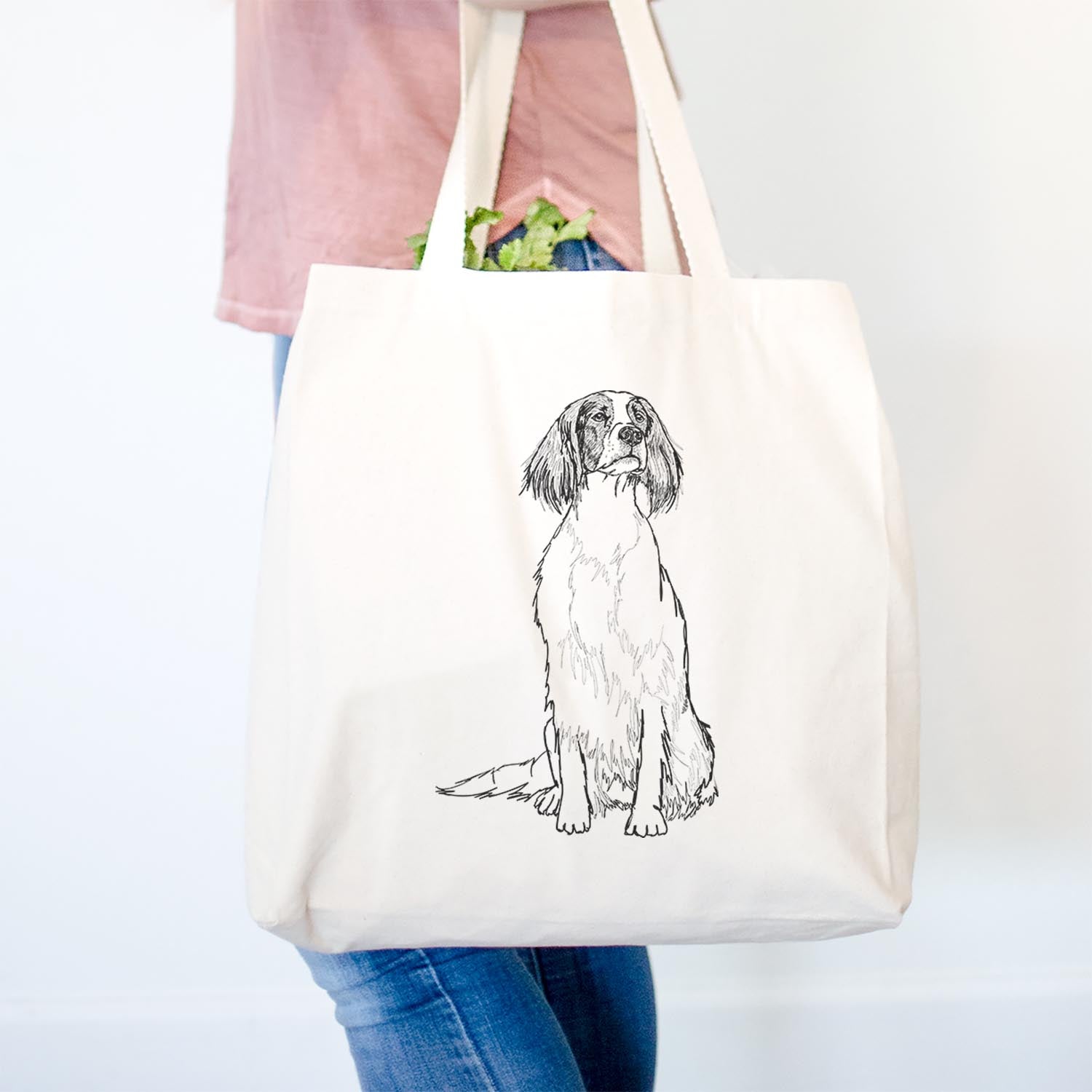 Doodled Fallon the Irish Red and White Setter - Tote Bag