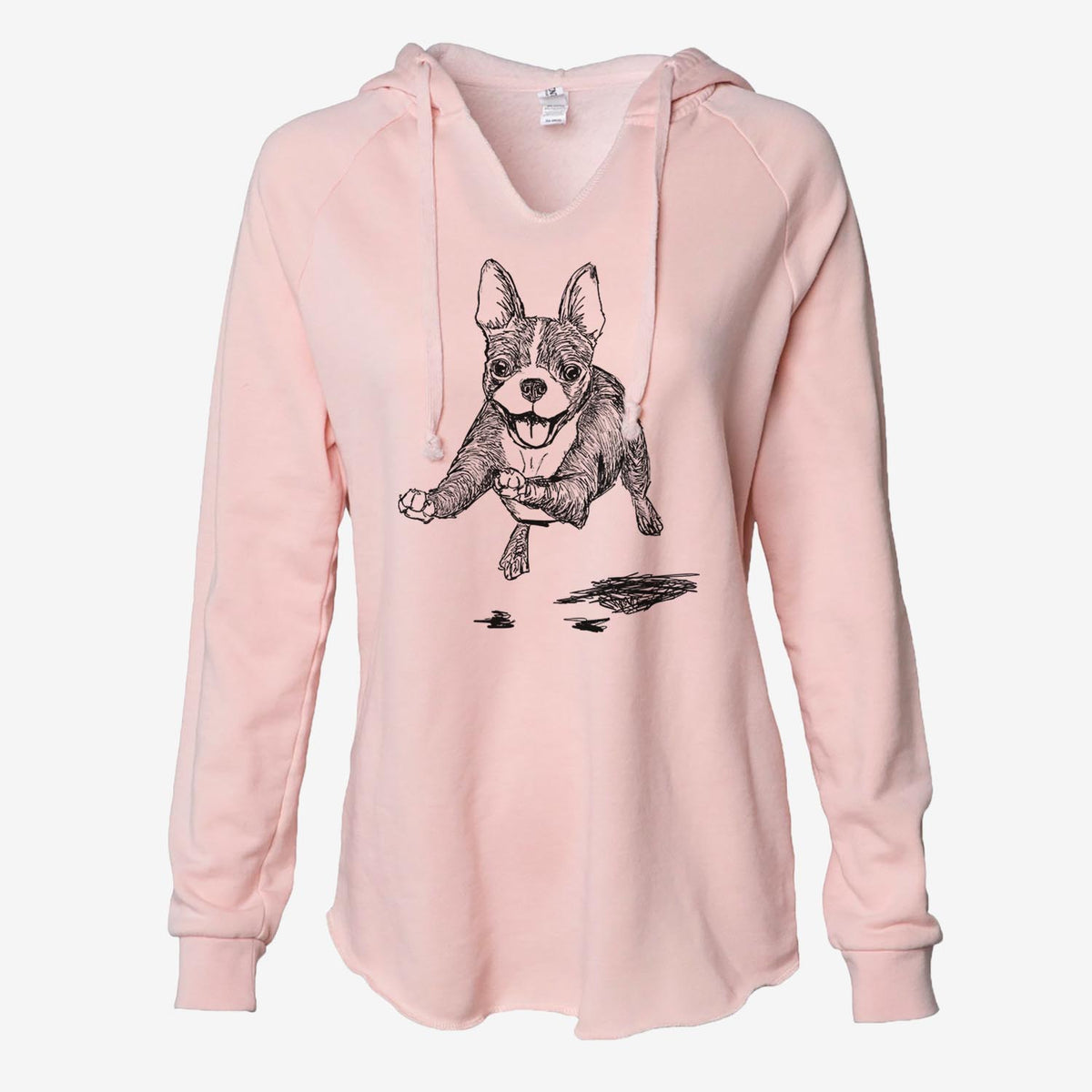 Doodled FiFi the Boston Terrier - Cali Wave Hooded Sweatshirt
