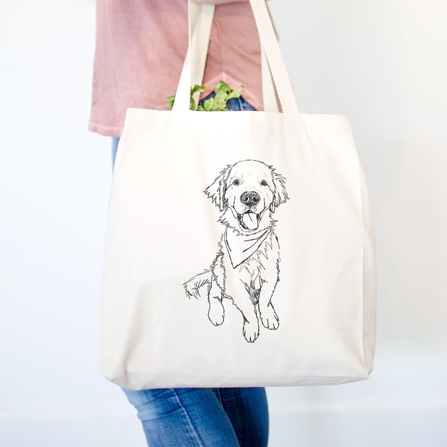 Doodled Finley the Golden Retriever Puppy - Tote Bag