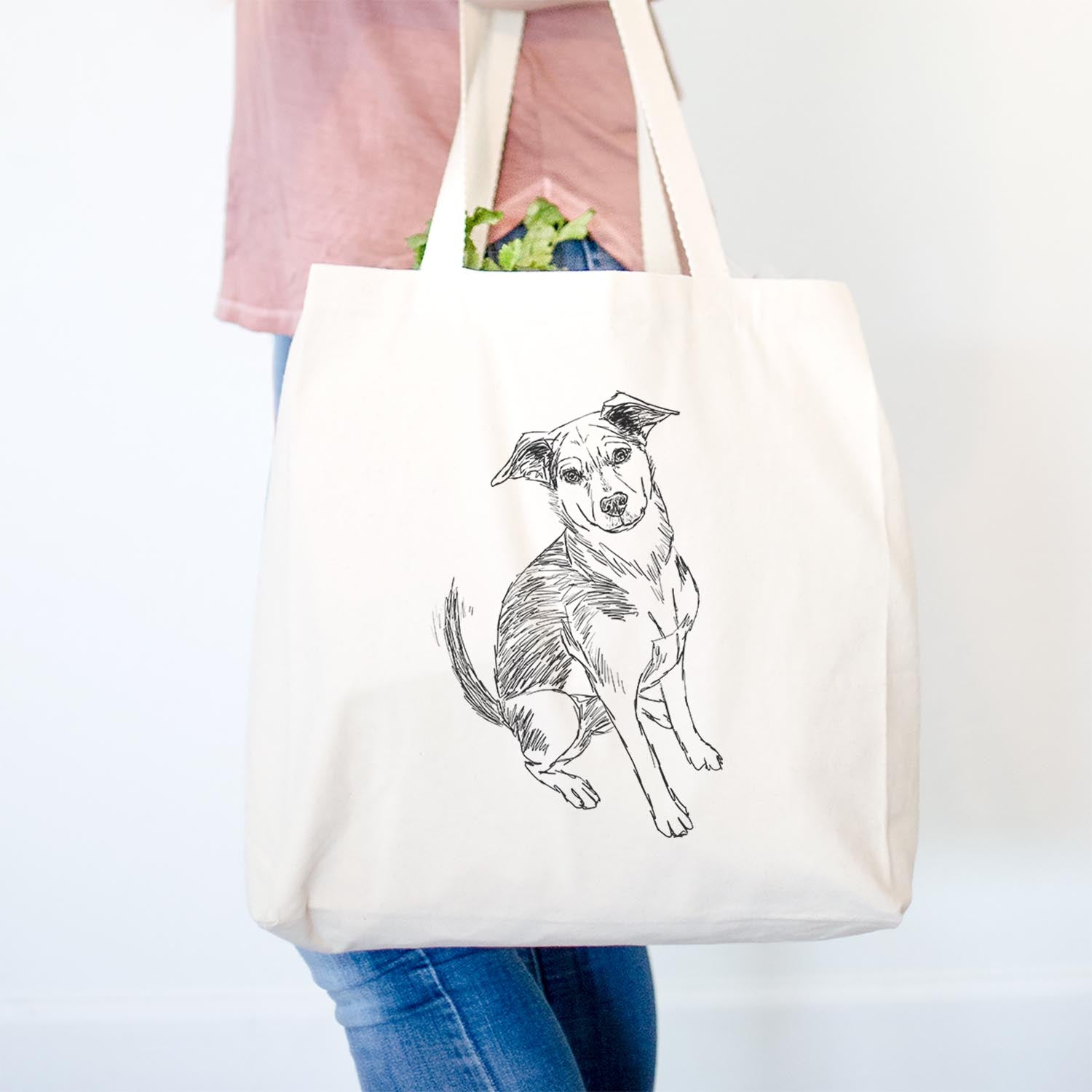 Doodled Gouda the Hound/Terrier Mix - Tote Bag