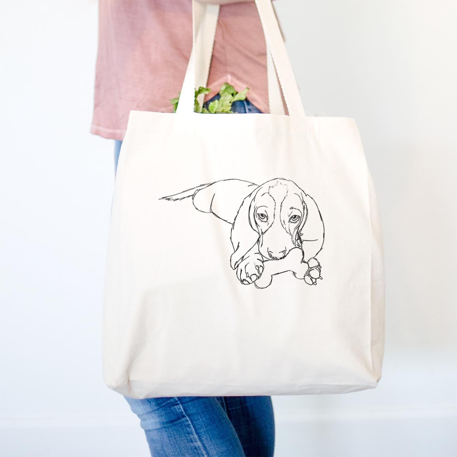 Doodled Gracie the Basset Hound - Tote Bag