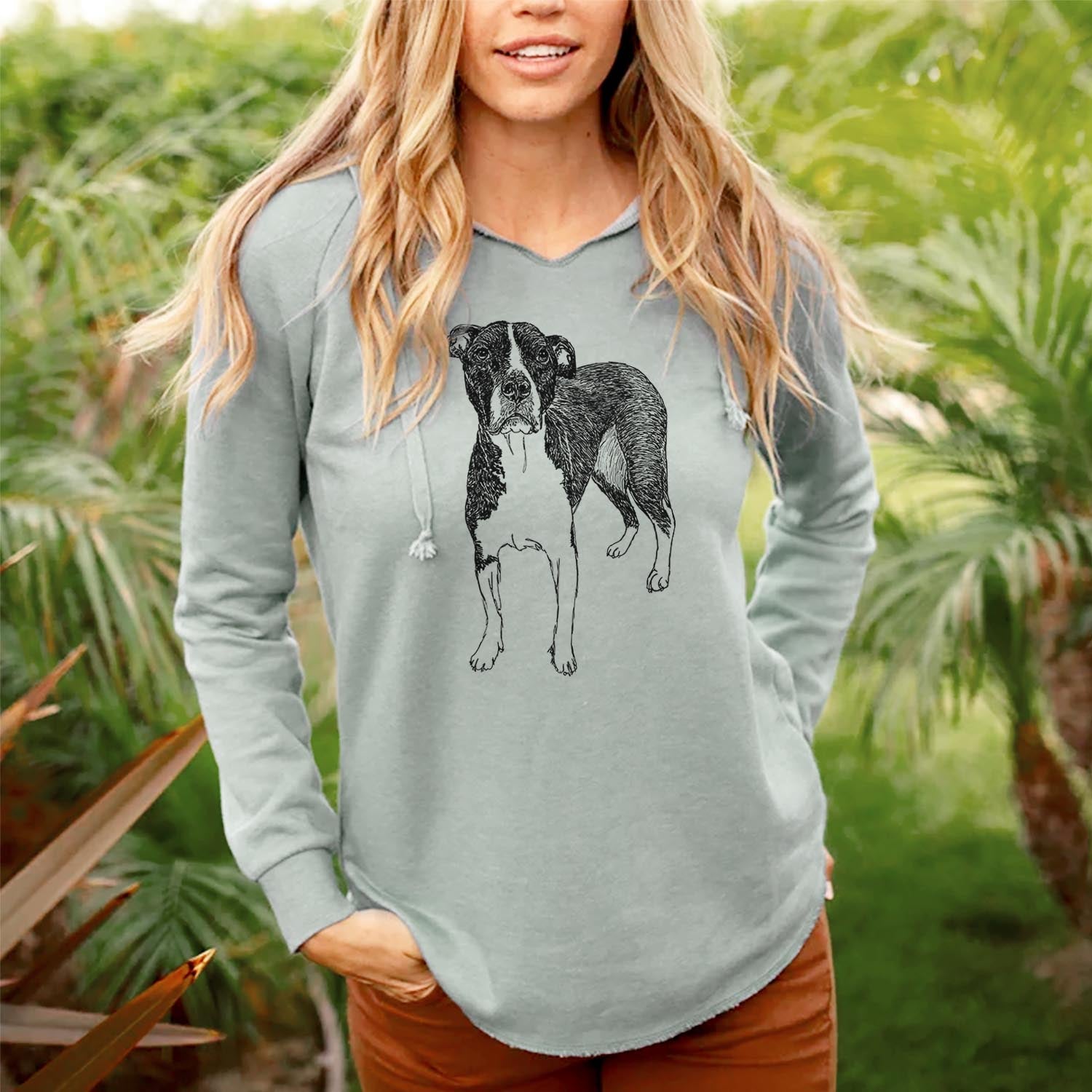 Doodled Harley Quinn the American Staffordshire Terrier - Cali Wave Hooded Sweatshirt