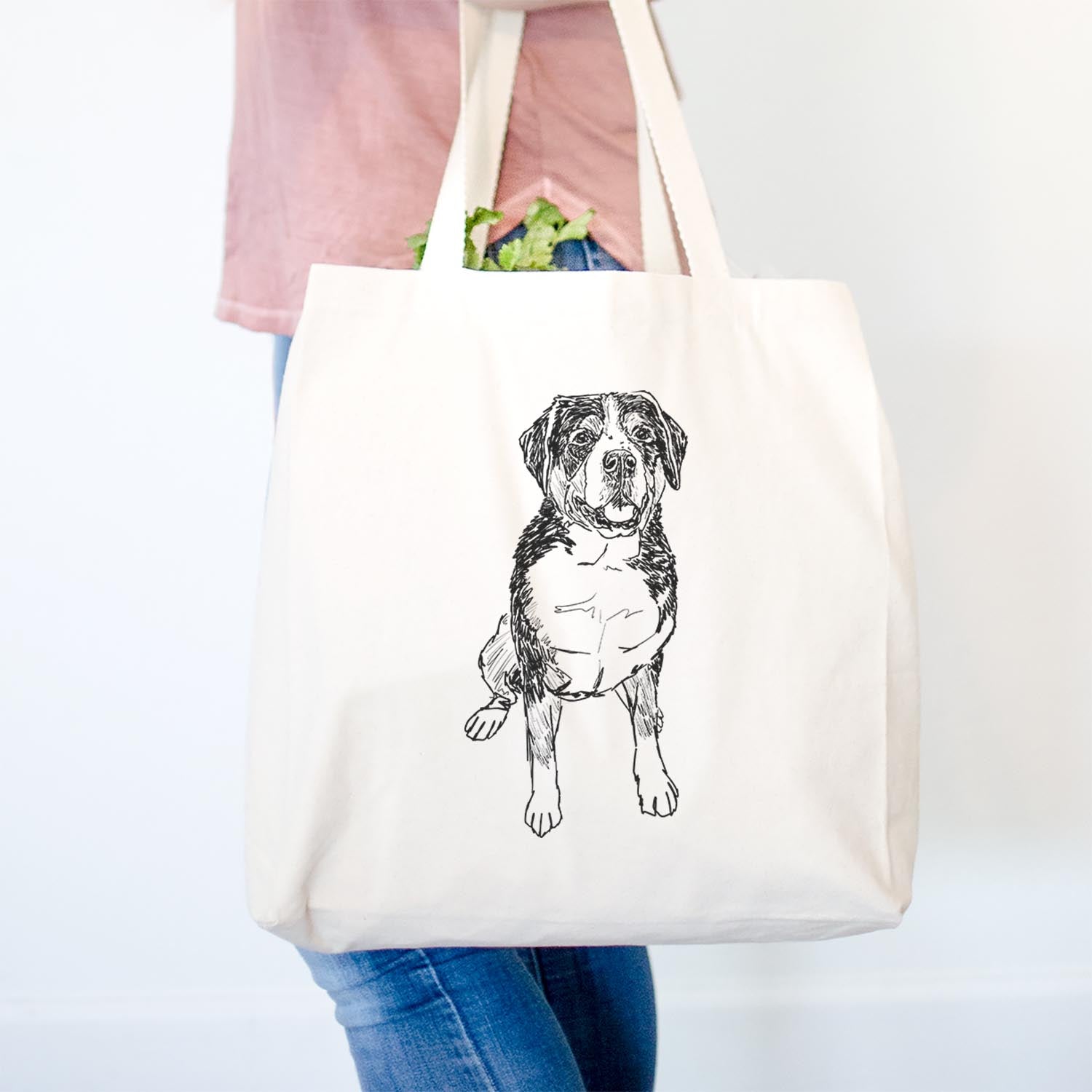 Doodled Harvey the Greater Swiss Mountain Dog - Tote Bag
