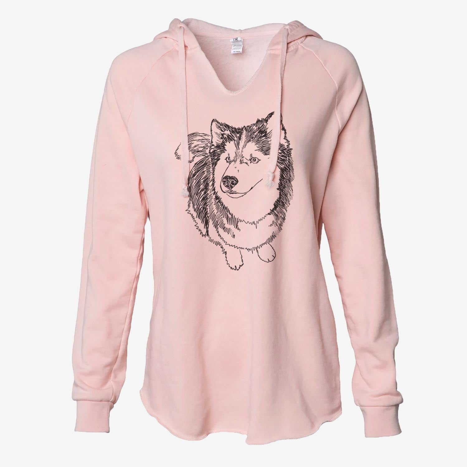 Doodled Kai the Siberian Husky - Cali Wave Hooded Sweatshirt