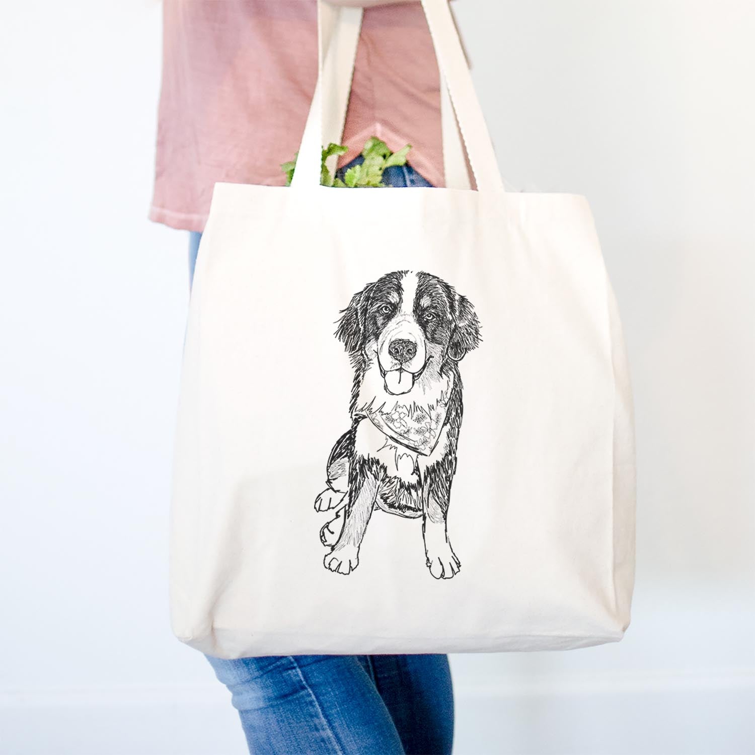 Doodled Kimber the Bernese Mountain Dog - Tote Bag