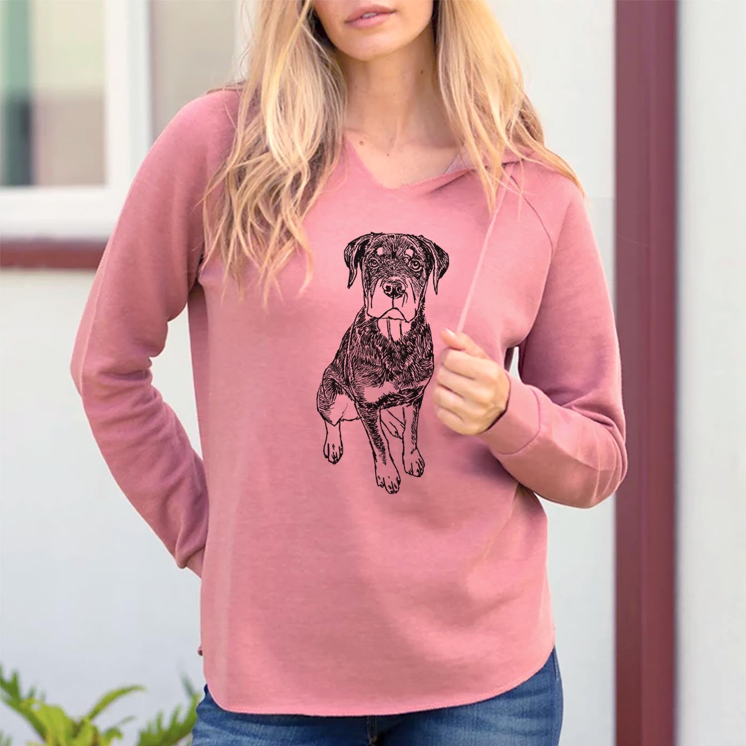 Doodled Lincoln the Rottweiler Puppy - Cali Wave Hooded Sweatshirt