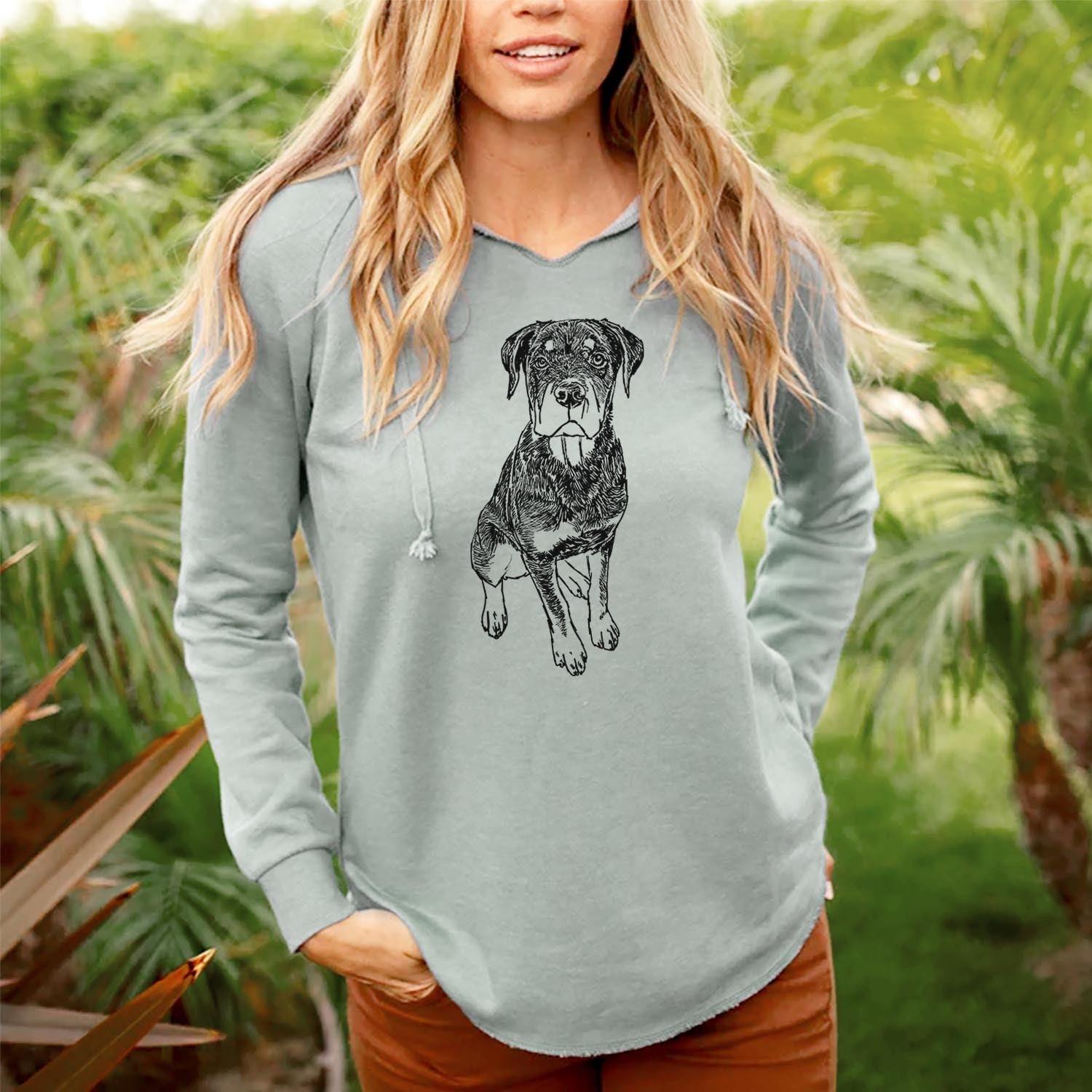 Doodled Lincoln the Rottweiler Puppy - Cali Wave Hooded Sweatshirt