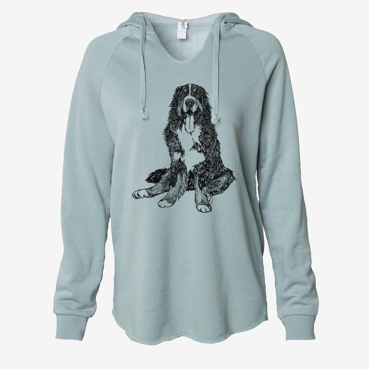 Doodled Moose the Bernese Mountain Dog - Cali Wave Hooded Sweatshirt