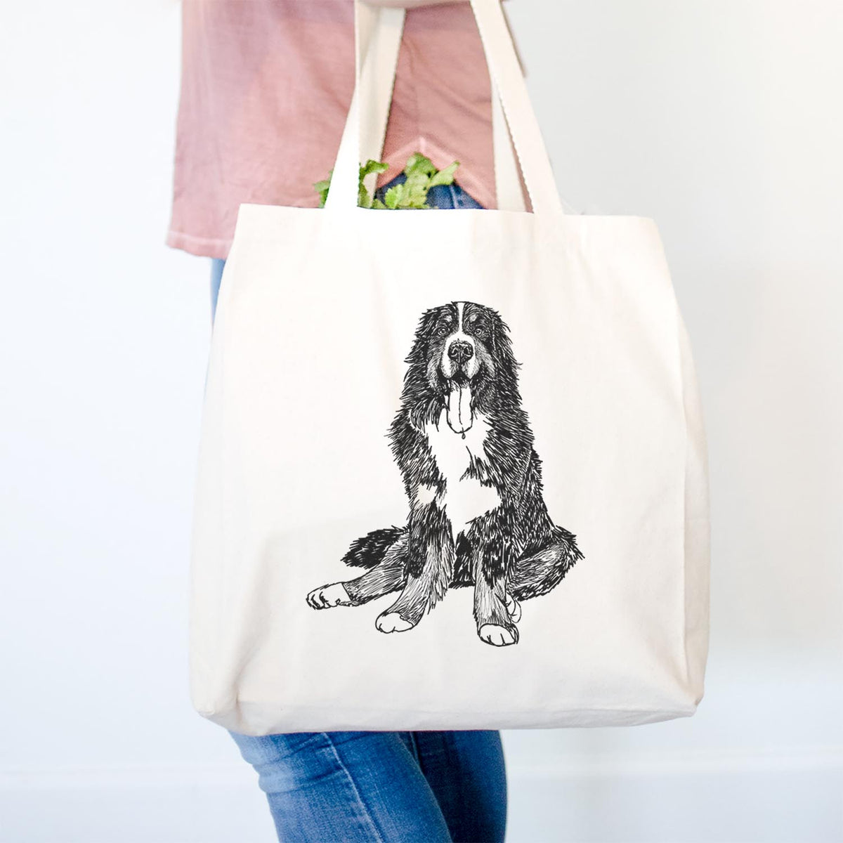 Doodled Moose the Bernese Mountain Dog - Tote Bag