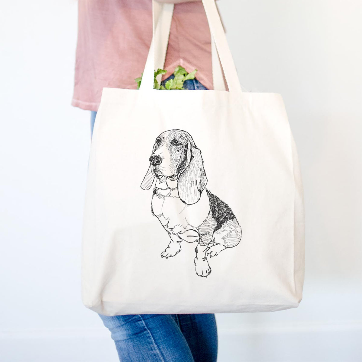 Doodled Pearl the Basset Hound - Tote Bag