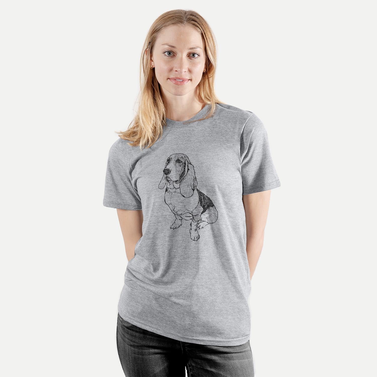 Doodled Pearl the Basset Hound - Unisex Crewneck