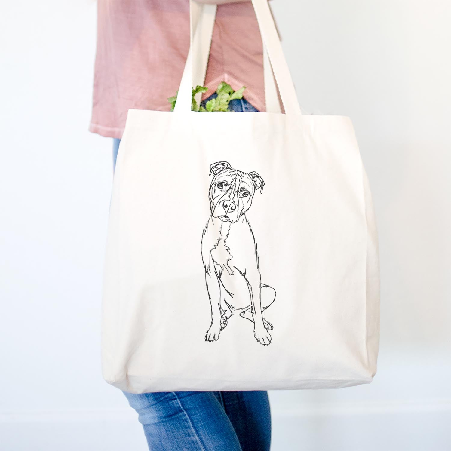 Doodled Reggie the American Staffordshire Terrier - Tote Bag