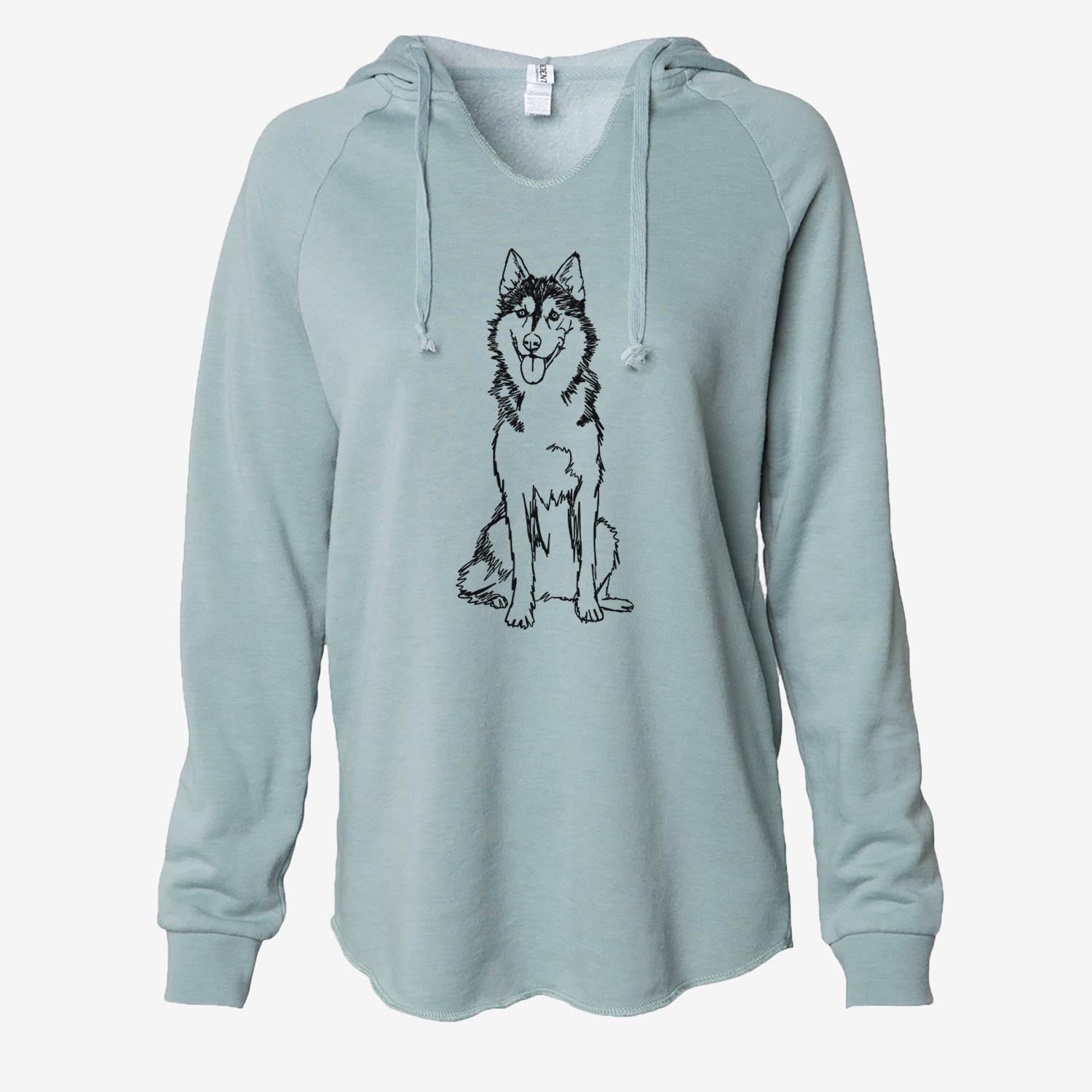 Doodled Siberian Husky - Cali Wave Hooded Sweatshirt