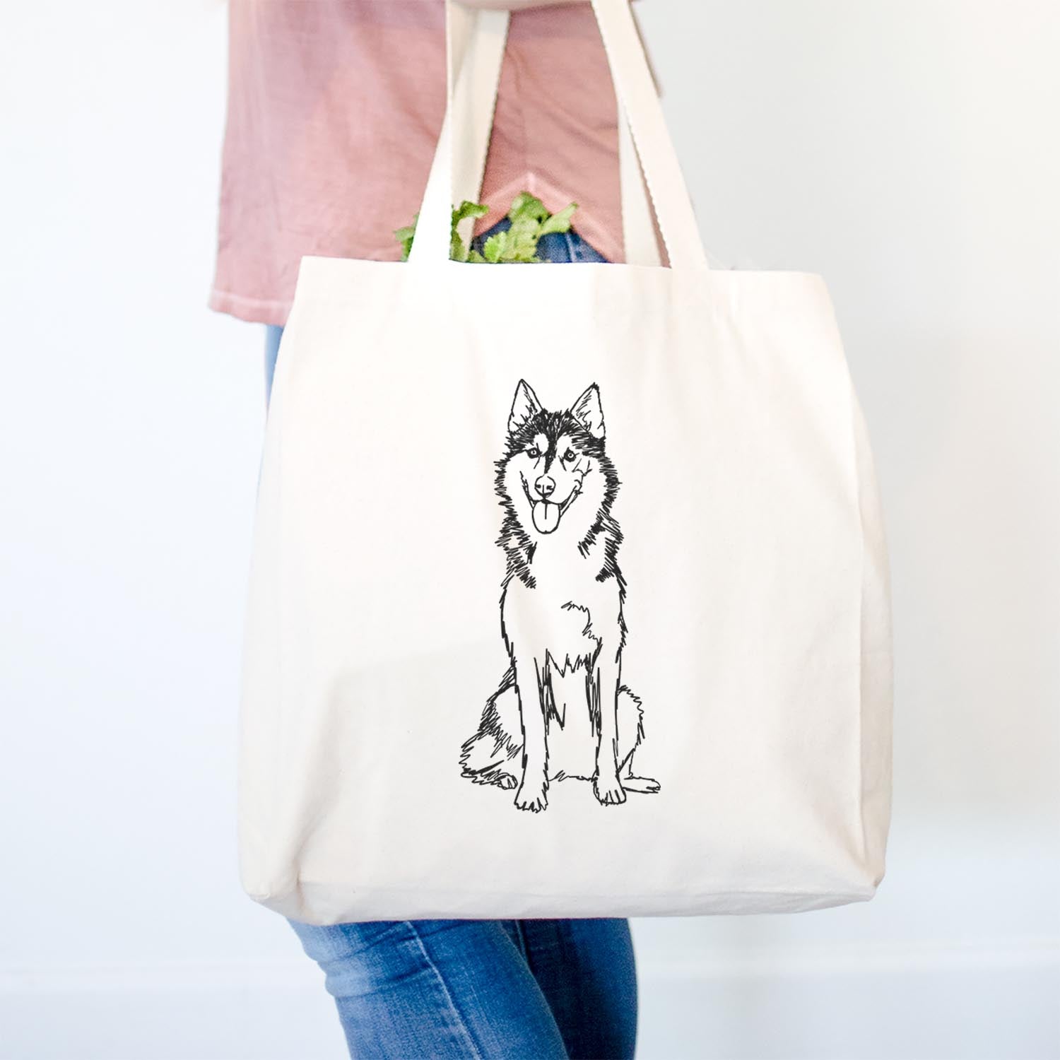 Doodled Siberian Husky - Tote Bag