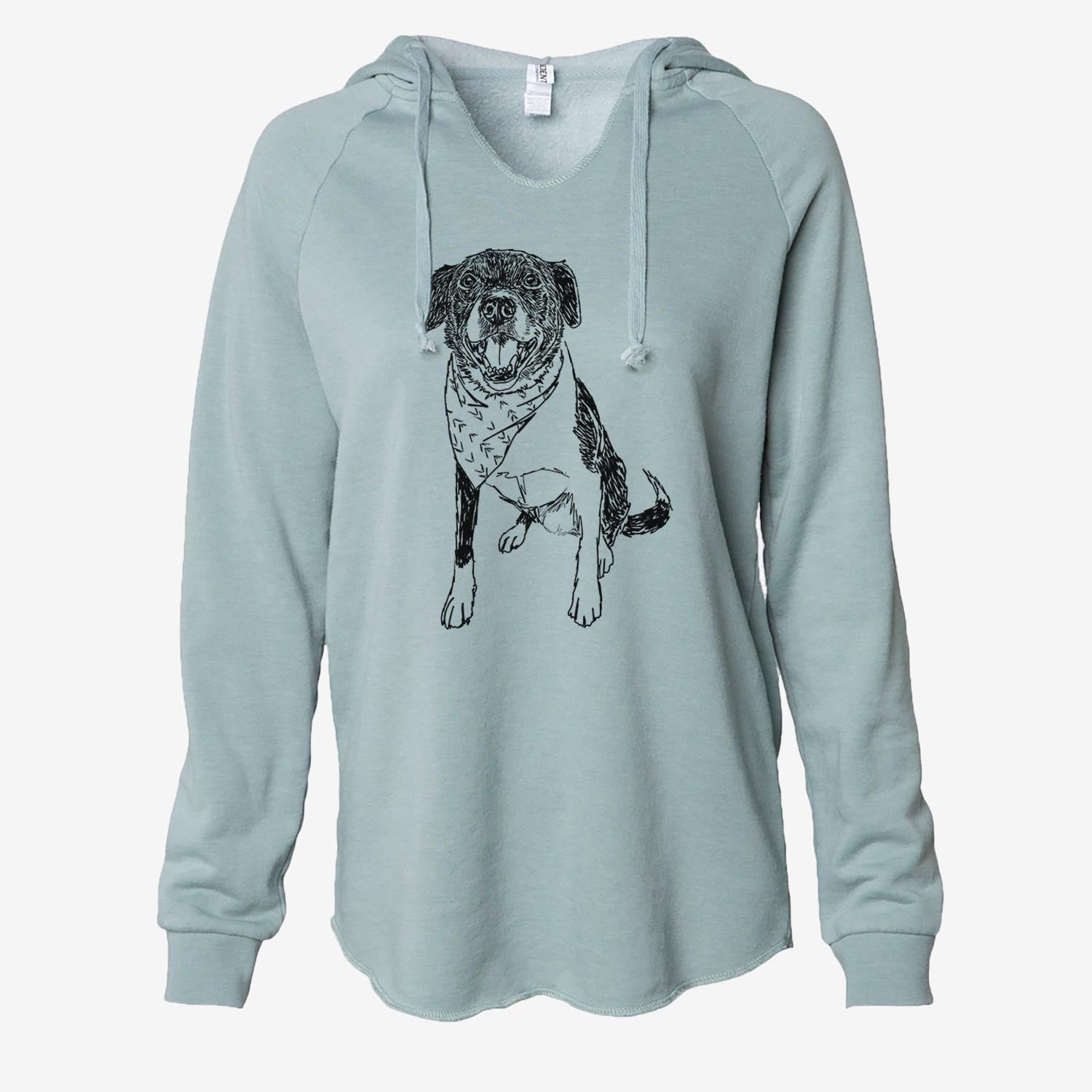 Doodled Tucker the Border Collie Pitbull Mix - Cali Wave Hooded Sweatshirt