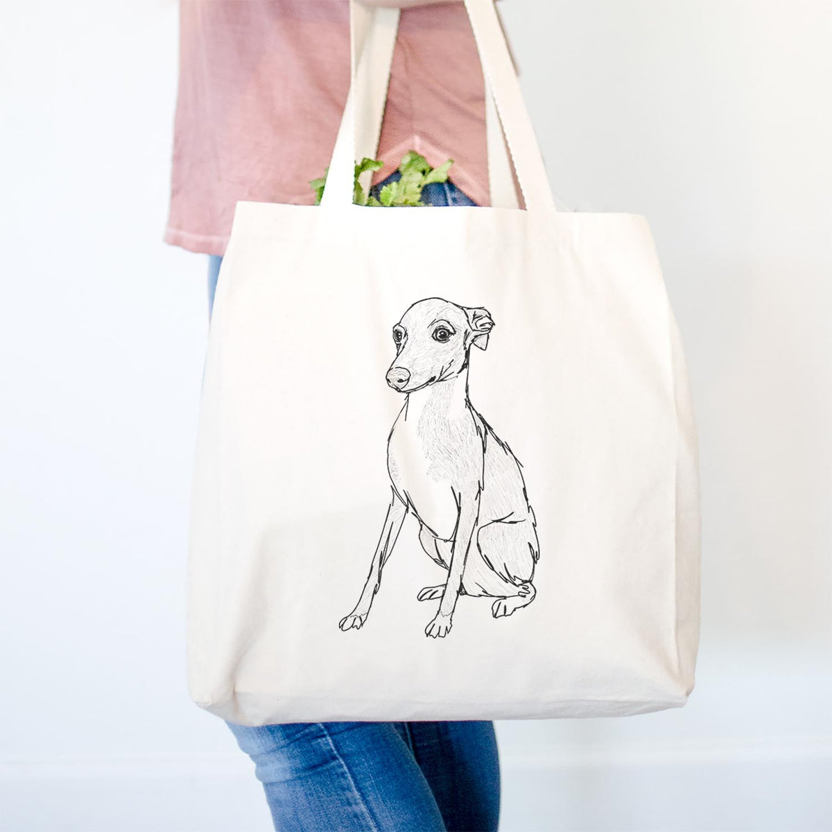 Doodled Winston the Italian Greyhound Puppy - Tote Bag