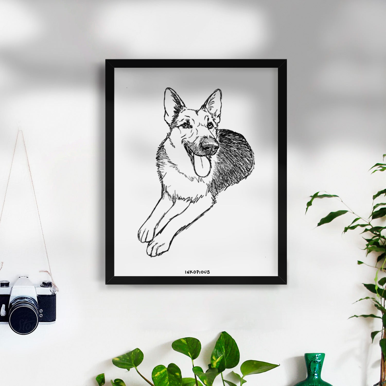Doodled Ace the German Shepherd Art Print