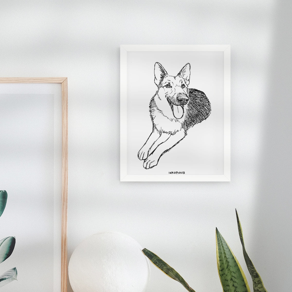 Doodled Ace the German Shepherd Art Print