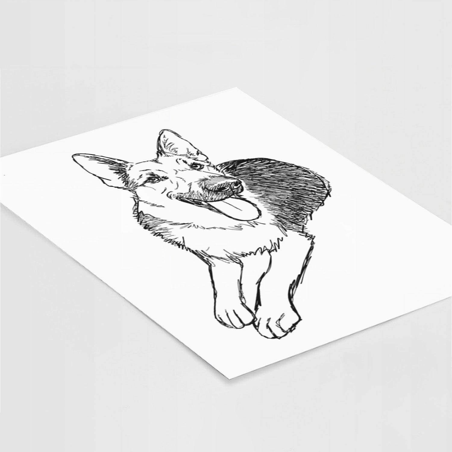 Doodled Ace the German Shepherd Art Print