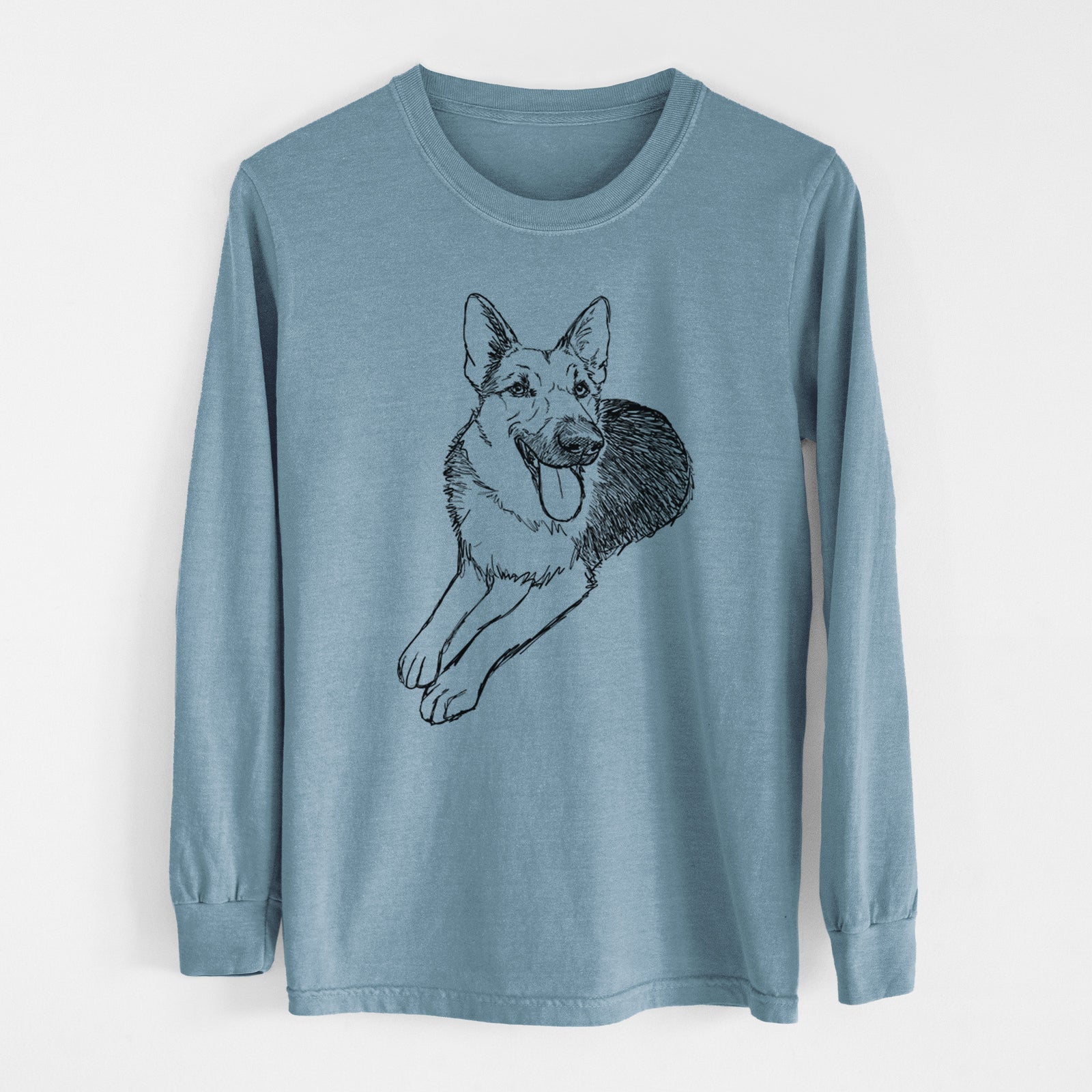 Doodled Ace the German Shepherd - Heavyweight 100% Cotton Long Sleeve