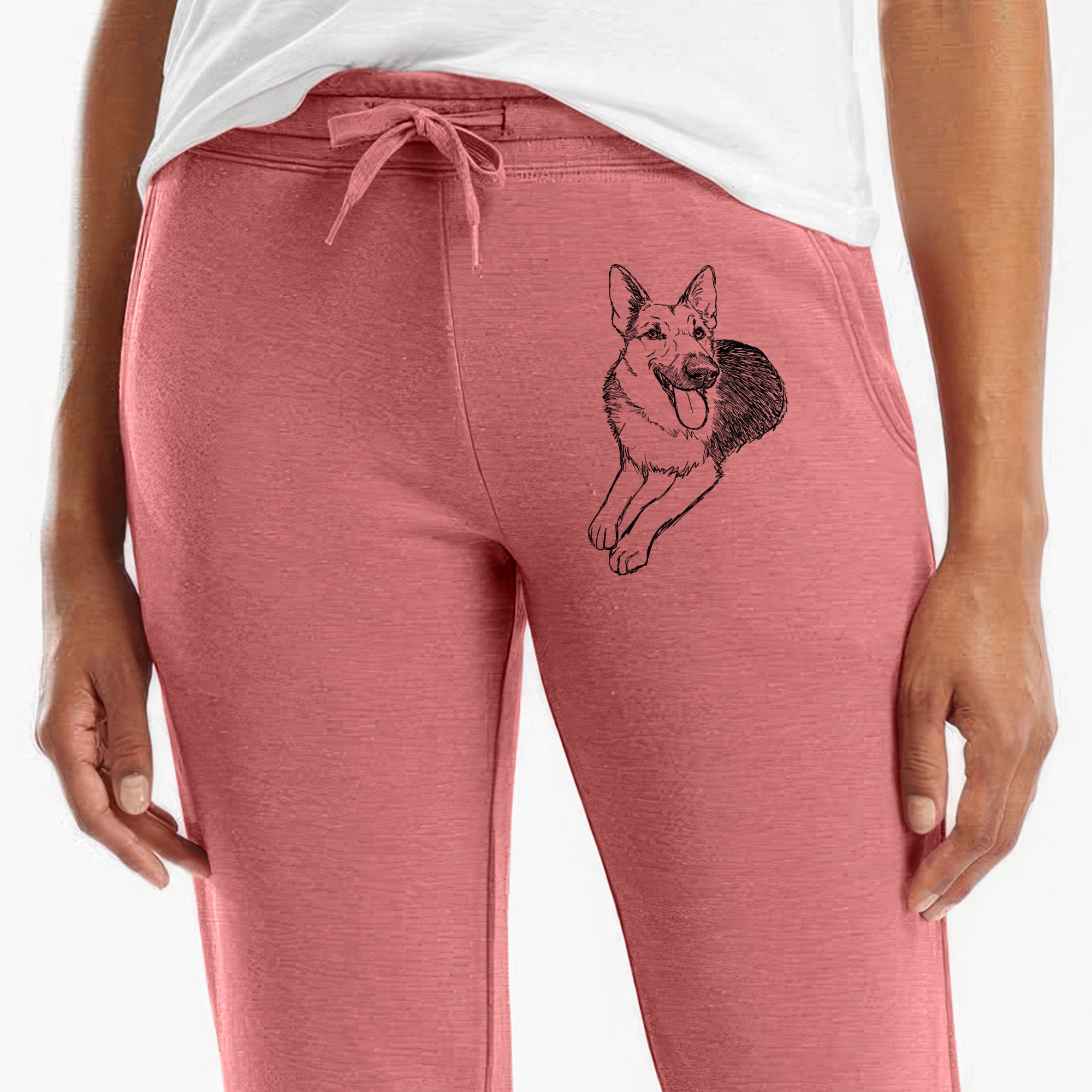 Doodled Ace the German Shepherd - Women's Cali Wave Joggers