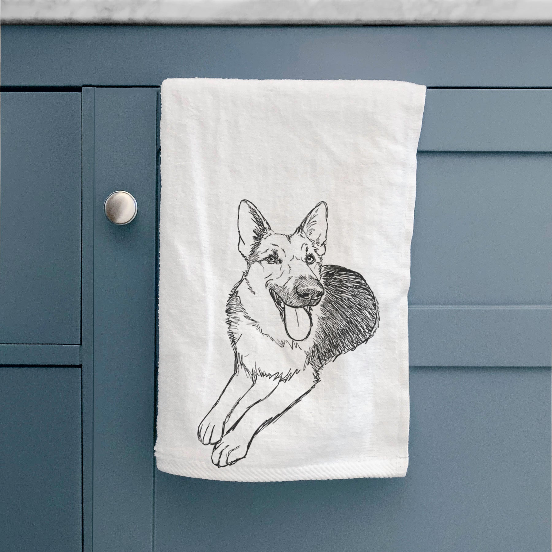 Doodled Ace the German Shepherd Decorative Hand Towel