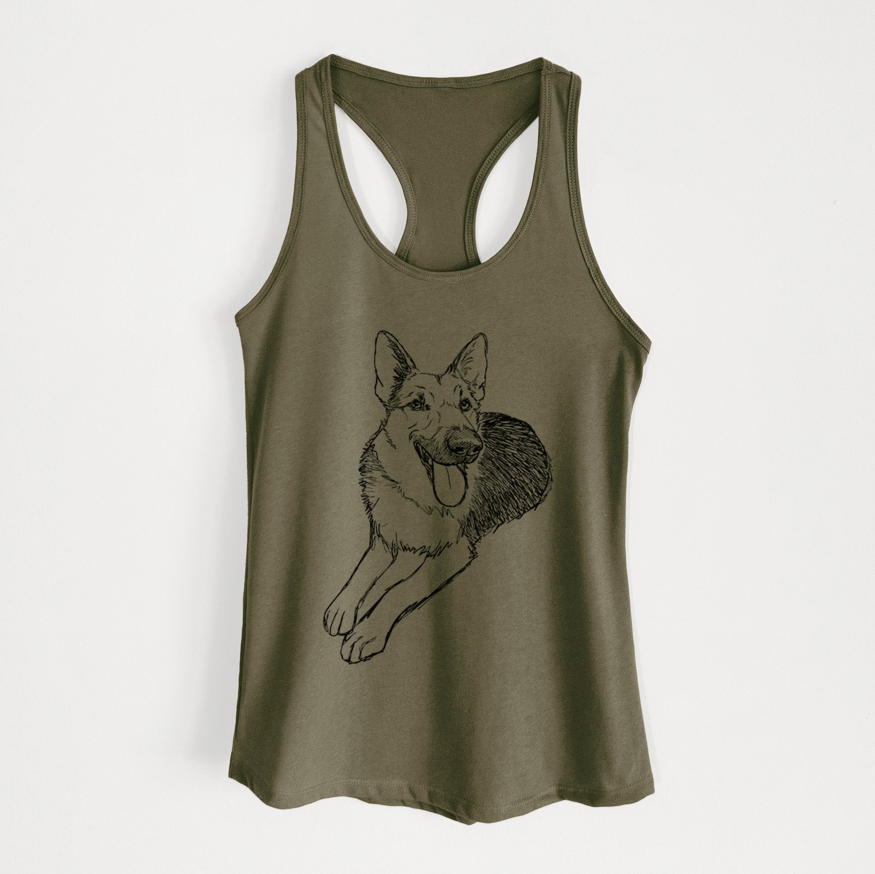 Doodled Ace the German Shepherd - Women's Racerback Tanktop