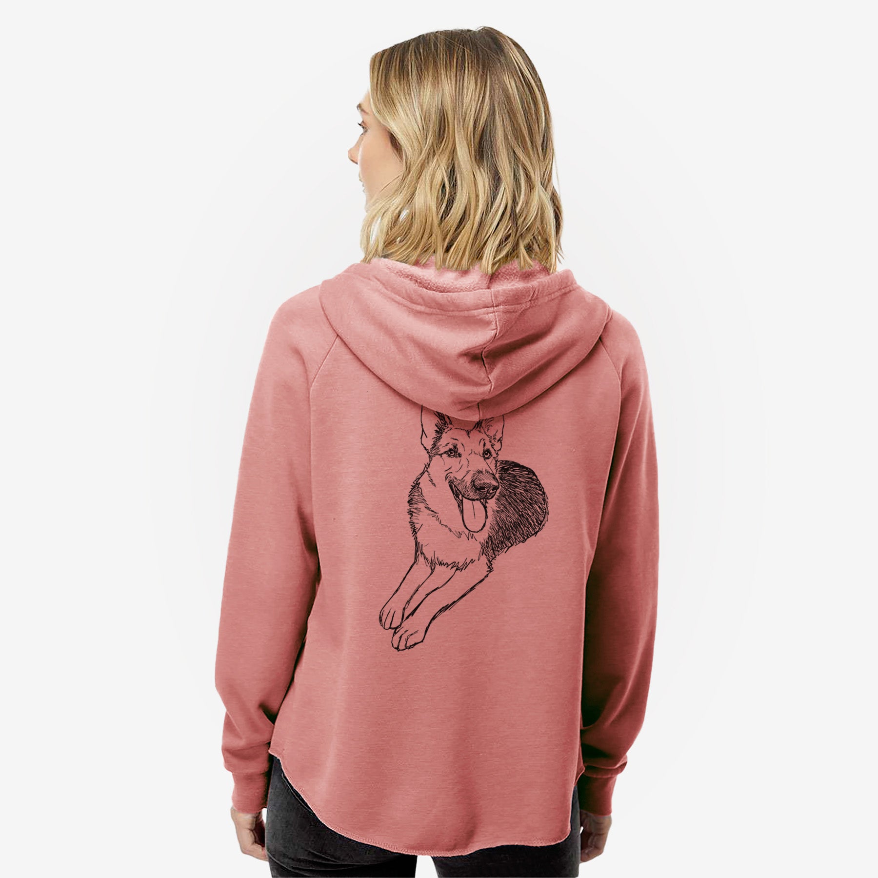 Doodled Ace the German Shepherd - Women's Cali Wave Zip-Up Sweatshirt