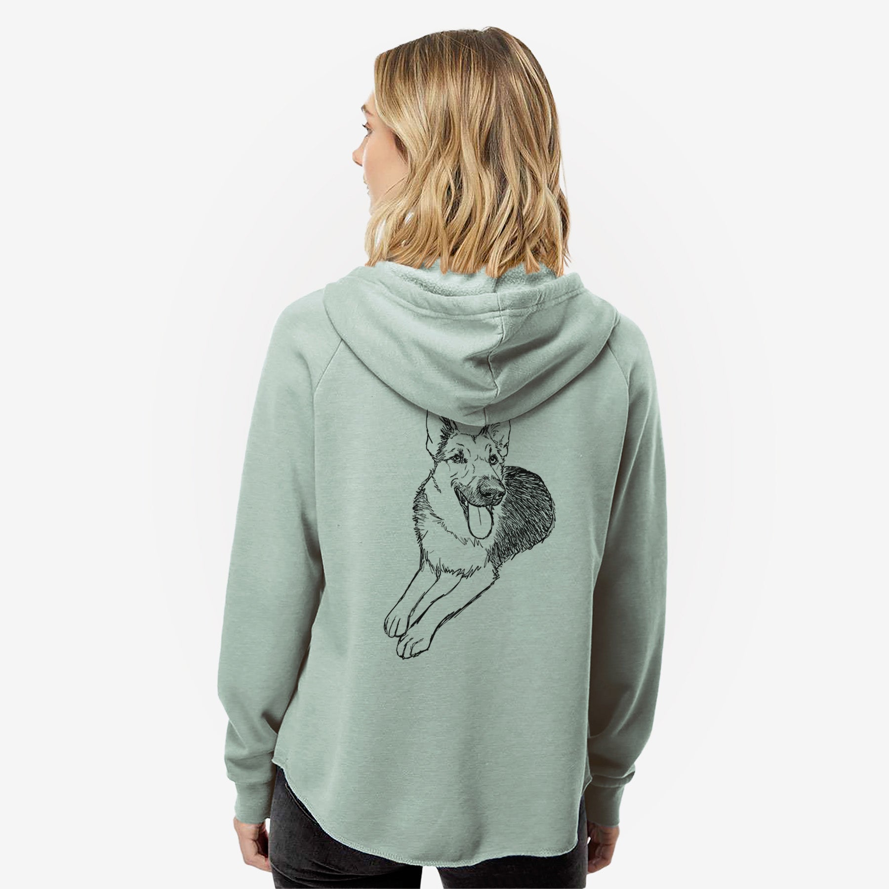 Doodled Ace the German Shepherd - Women's Cali Wave Zip-Up Sweatshirt