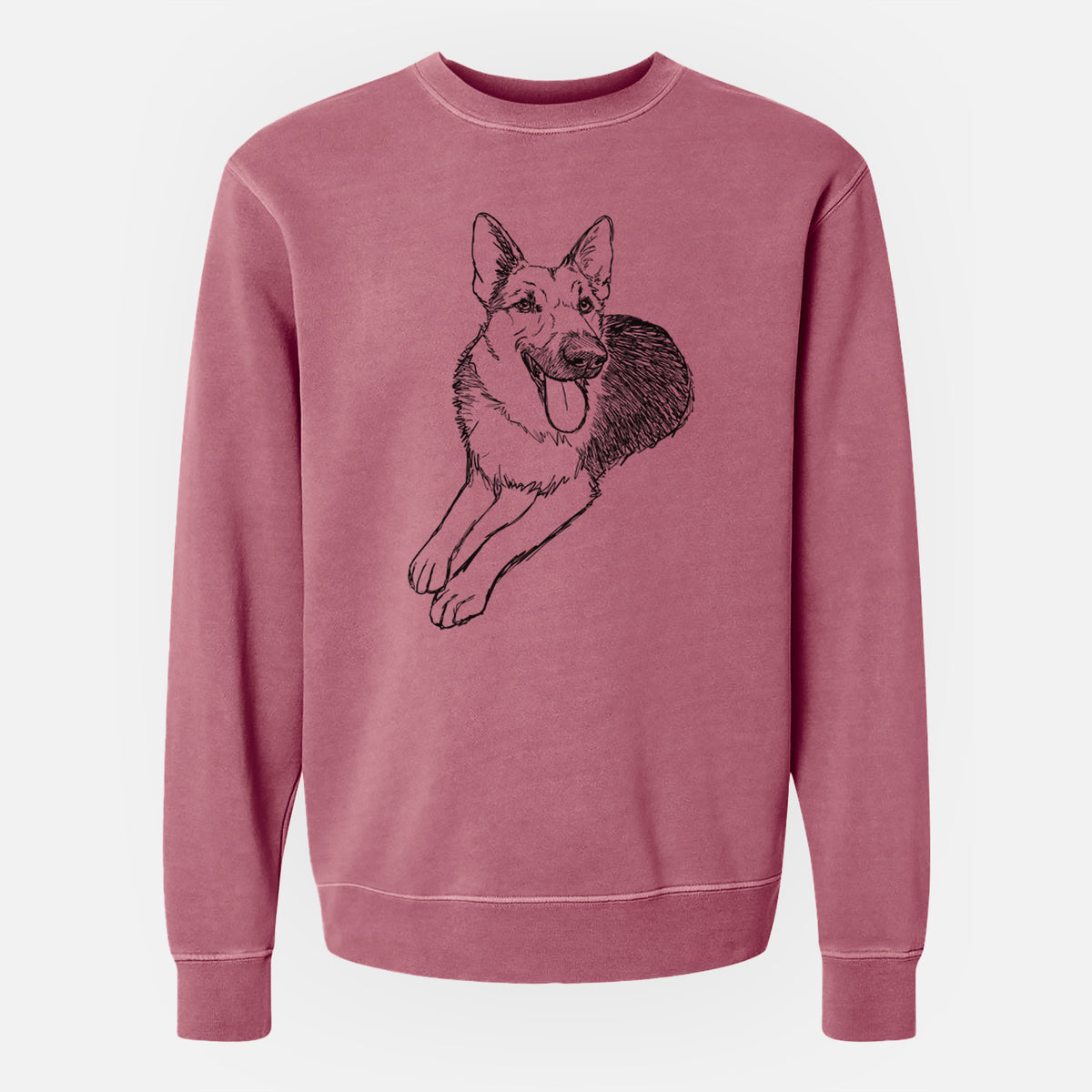 Doodled Ace the German Shepherd - Unisex Pigment Dyed Crew Sweatshirt