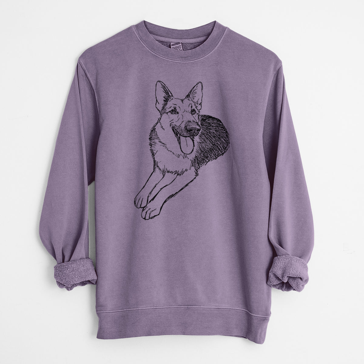 Doodled Ace the German Shepherd - Unisex Pigment Dyed Crew Sweatshirt
