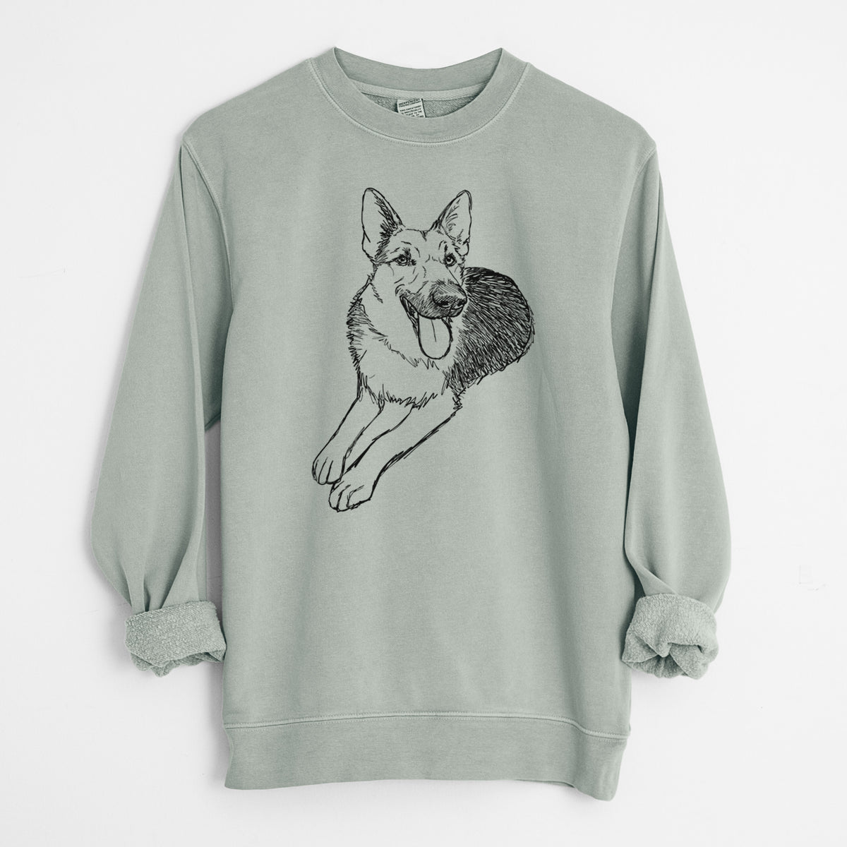 Doodled Ace the German Shepherd - Unisex Pigment Dyed Crew Sweatshirt