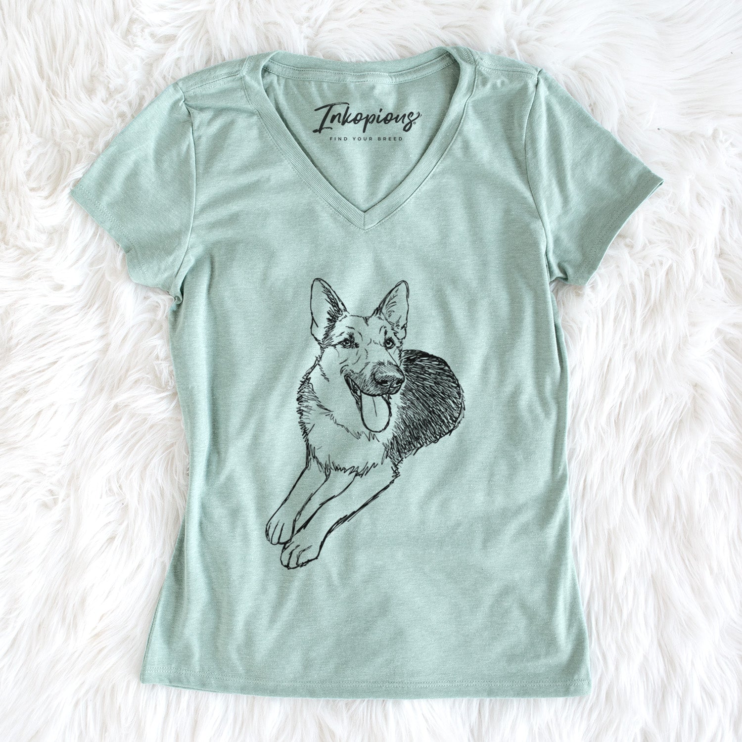 Doodled Ace the German Shepherd - Women's V-neck Shirt